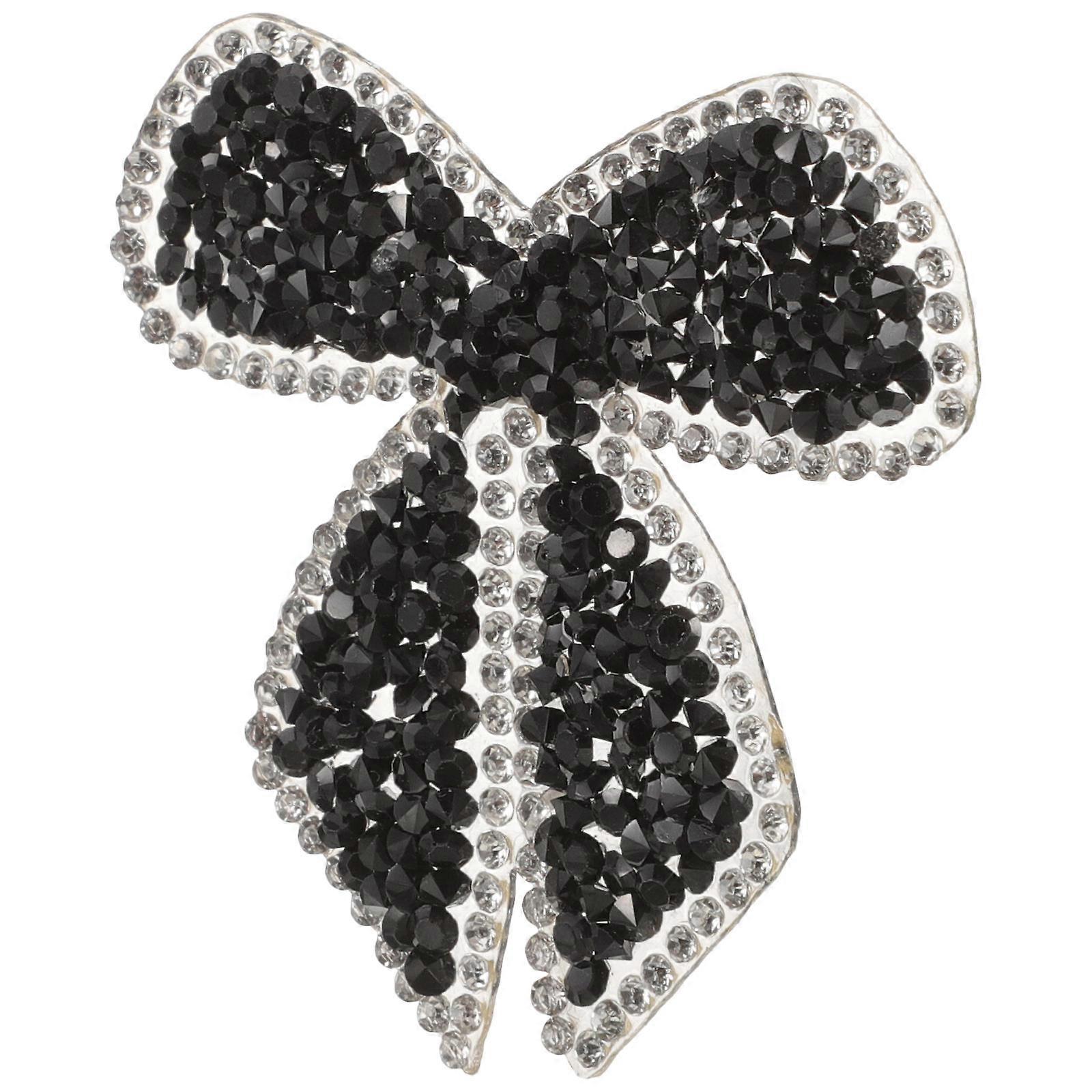 Rhinestone Bowknot Iron on Patch Black for Clothing Decor 4Pcs
