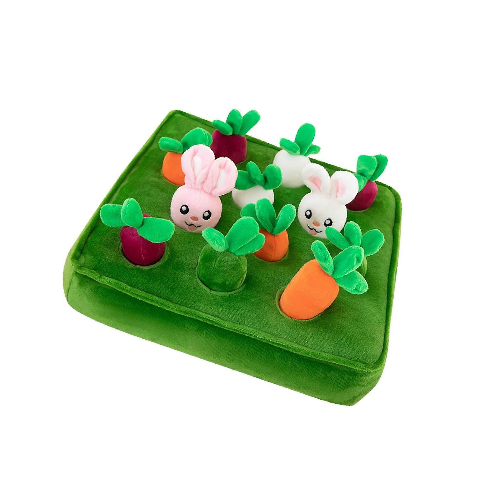 Funny Dog Carrot Plush Toy Vegetable Chew Toy Pet Interactive Snuffle Mat Green