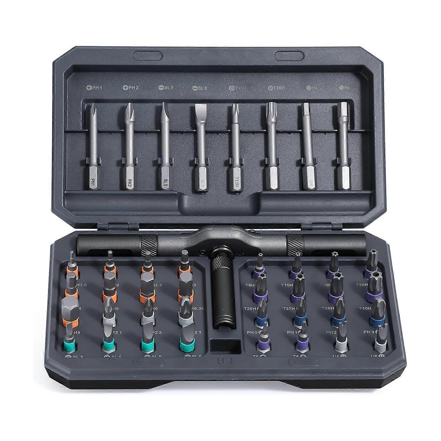 42 in 1 Magnetic Screwdriver Set, DIY Ratchet Screwdriver Set, Multi Bit Magnetic Drive Set with Detachable Ratchet Handle, Port