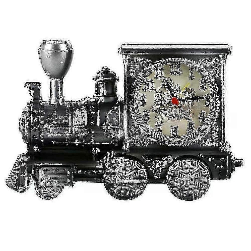 Creative Xs Retro Train Alarm Clock - Silver Desktop Ornament for Unique Home Decor & Timekeeping