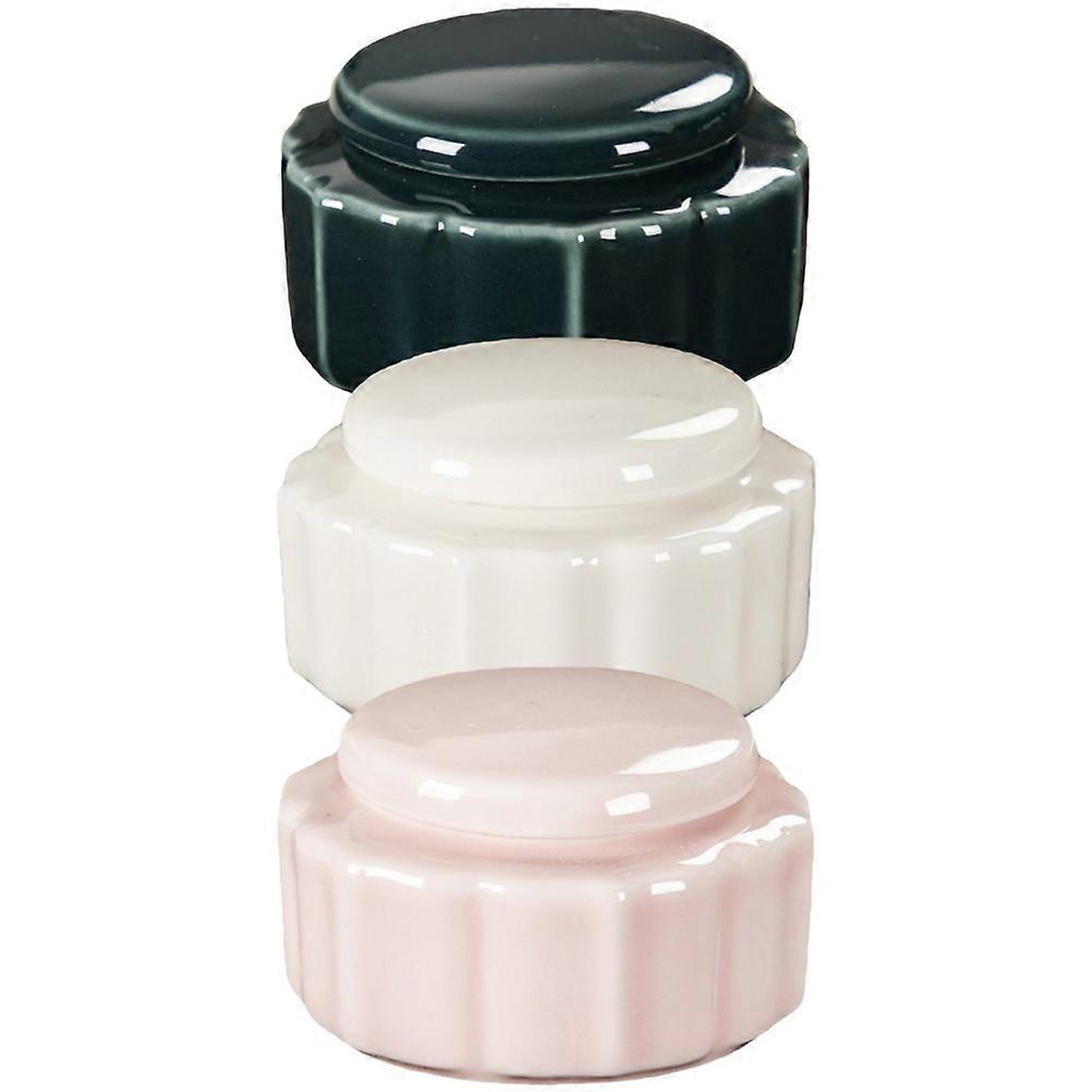 Mini Sample Jars 12 Pcs Round Ceramic Lip Balm Containers Assorted Color Perfect For Home Use Travel Camping