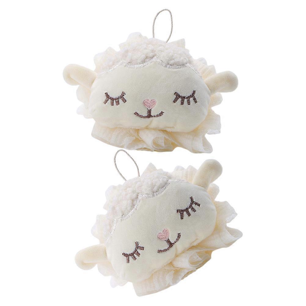 Shower Pouffe Cartoon Sheep Shape For Bathing Exfoliating Cloth 2Pcs