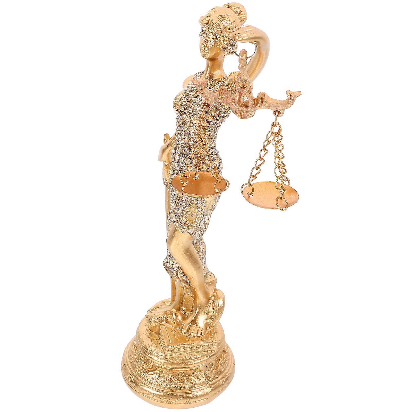 Goddess Of Justice Blind Statue 2Pcs Desk Ornament For Home And Office Classic Greek Design Reflecting Justice