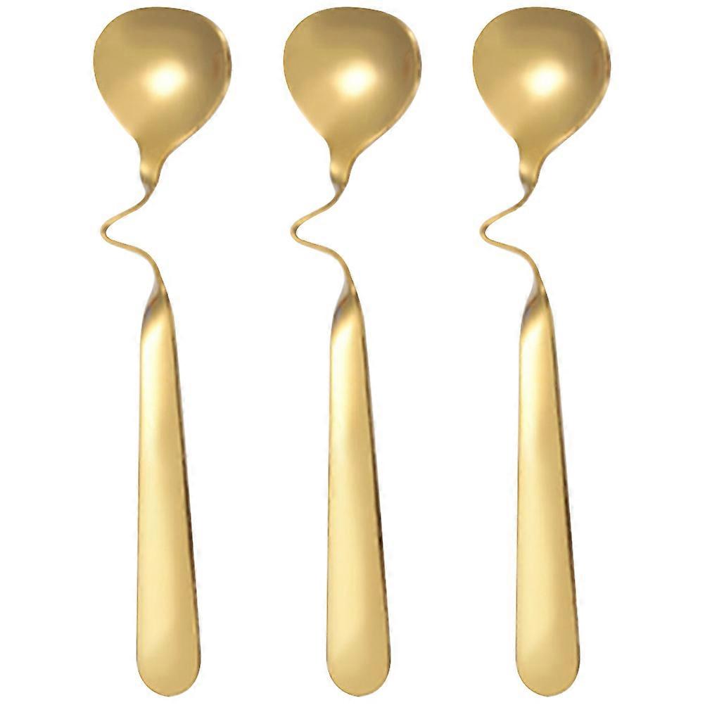Stylish Dessert Spoons For Mixing And Serving Honey In Golden Color Designed For Kitchen Use 3Pcs