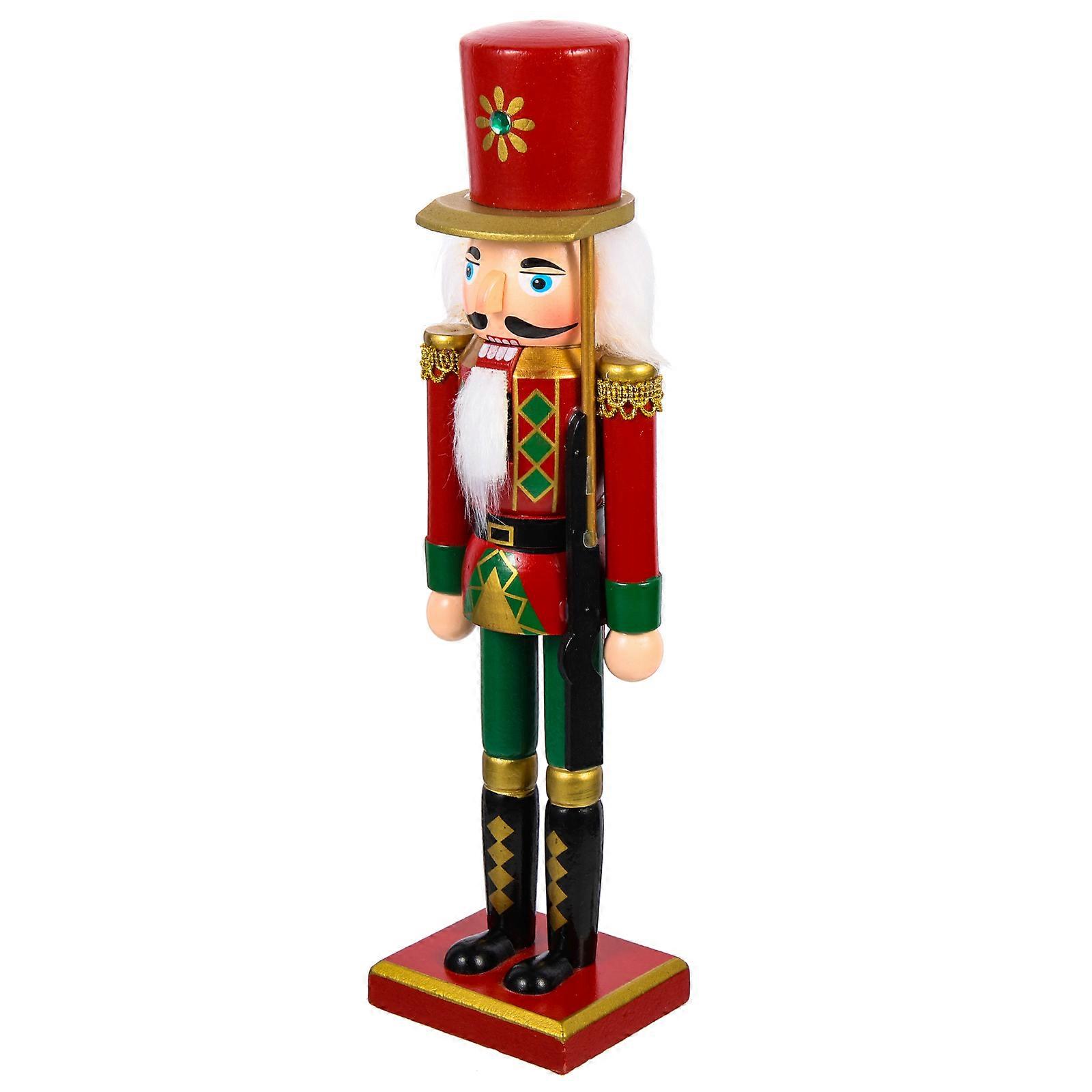 Brown Wooden Nutcracker Puppet Decoration for Home Xmas Soldier Ornament