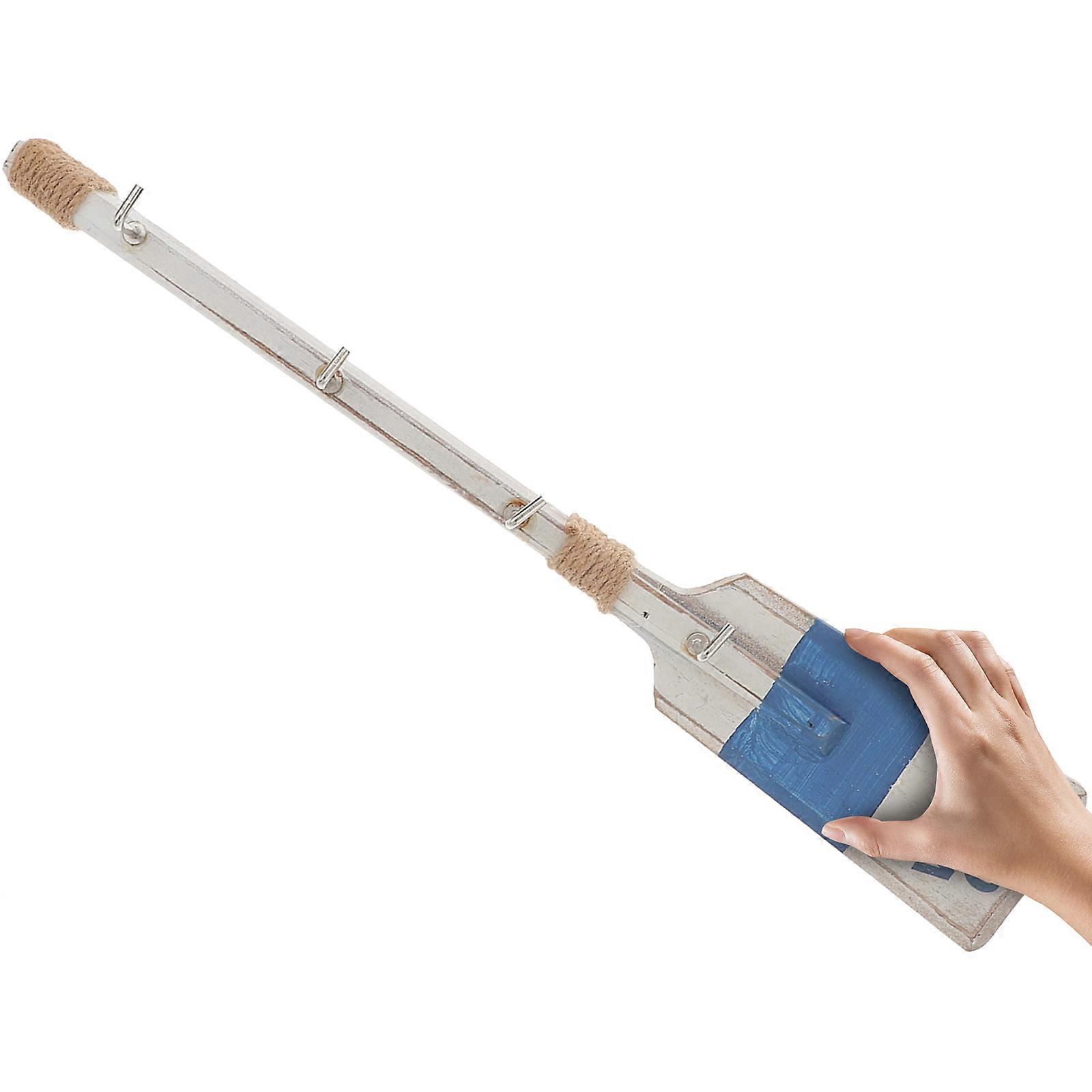 Mediterranean Style Wooden Hook Paddle Shape Clothes Hanging 2Pcs