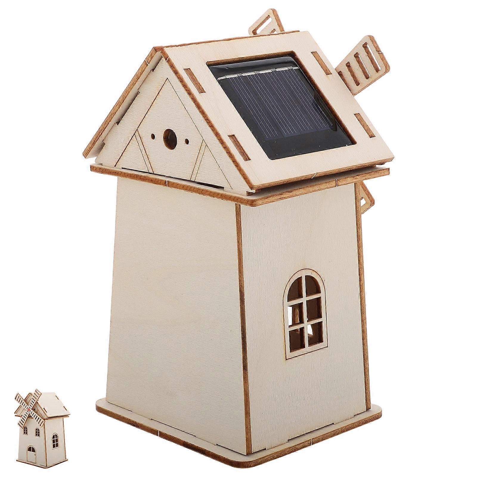 Windmill House Model Solar Powered Science Toy for Kids 2Pcs