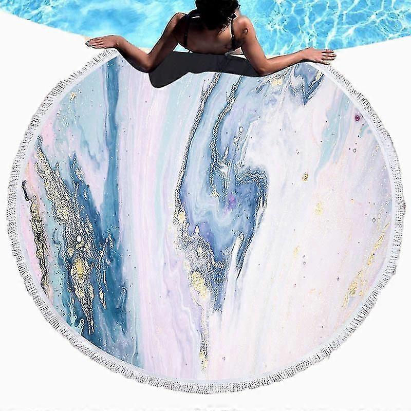 Minglan Nordic Round Beach Towel Marble Abstract Pattern Beach Mat Blanket Towel