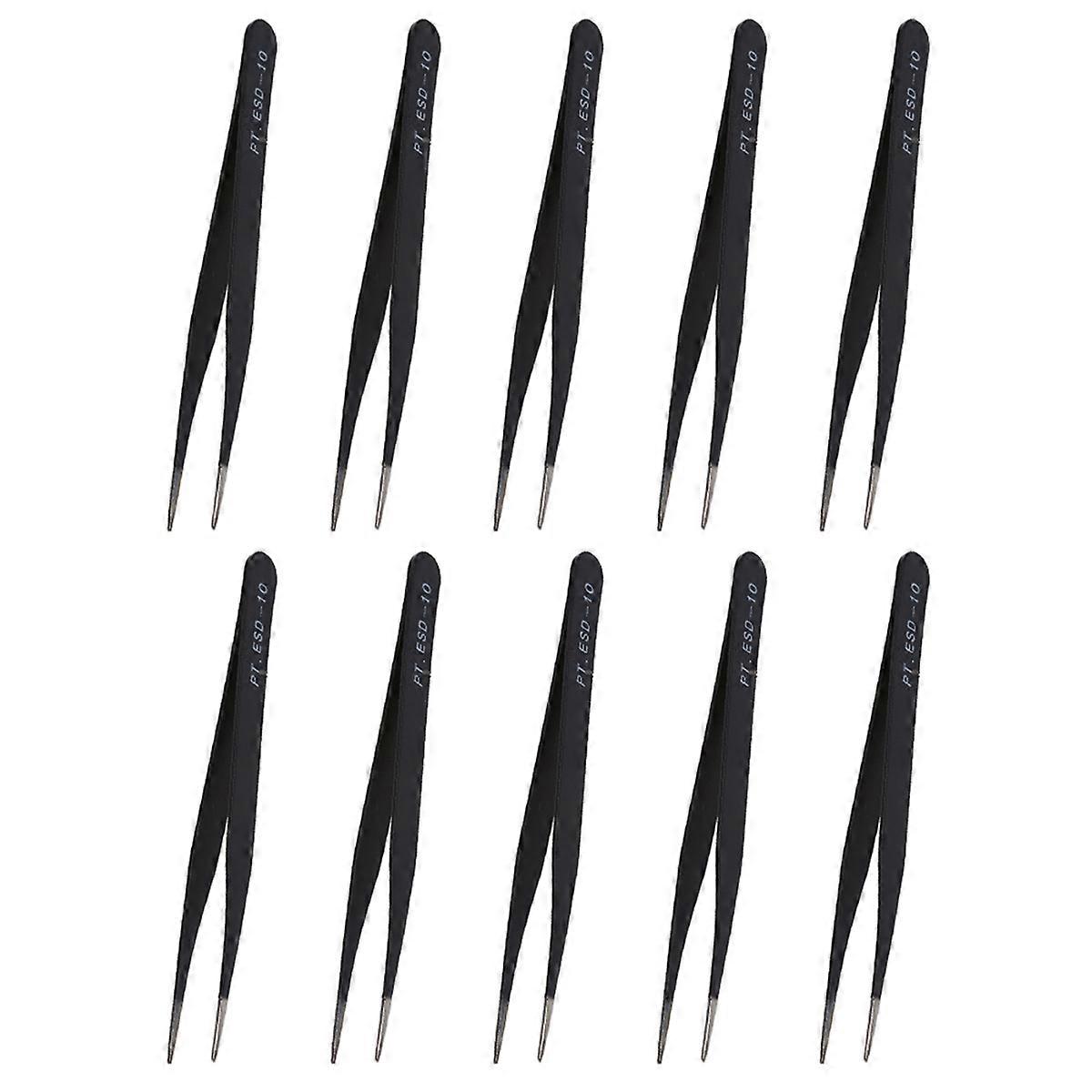 10X Black Metal Straight Tip Tweezer