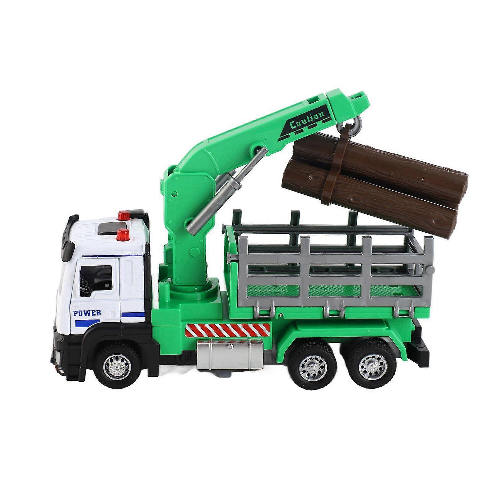 Logging Truck Toy 1:32 Log Vehicle Model with Light Music Effect for 6 Years Old Above Green