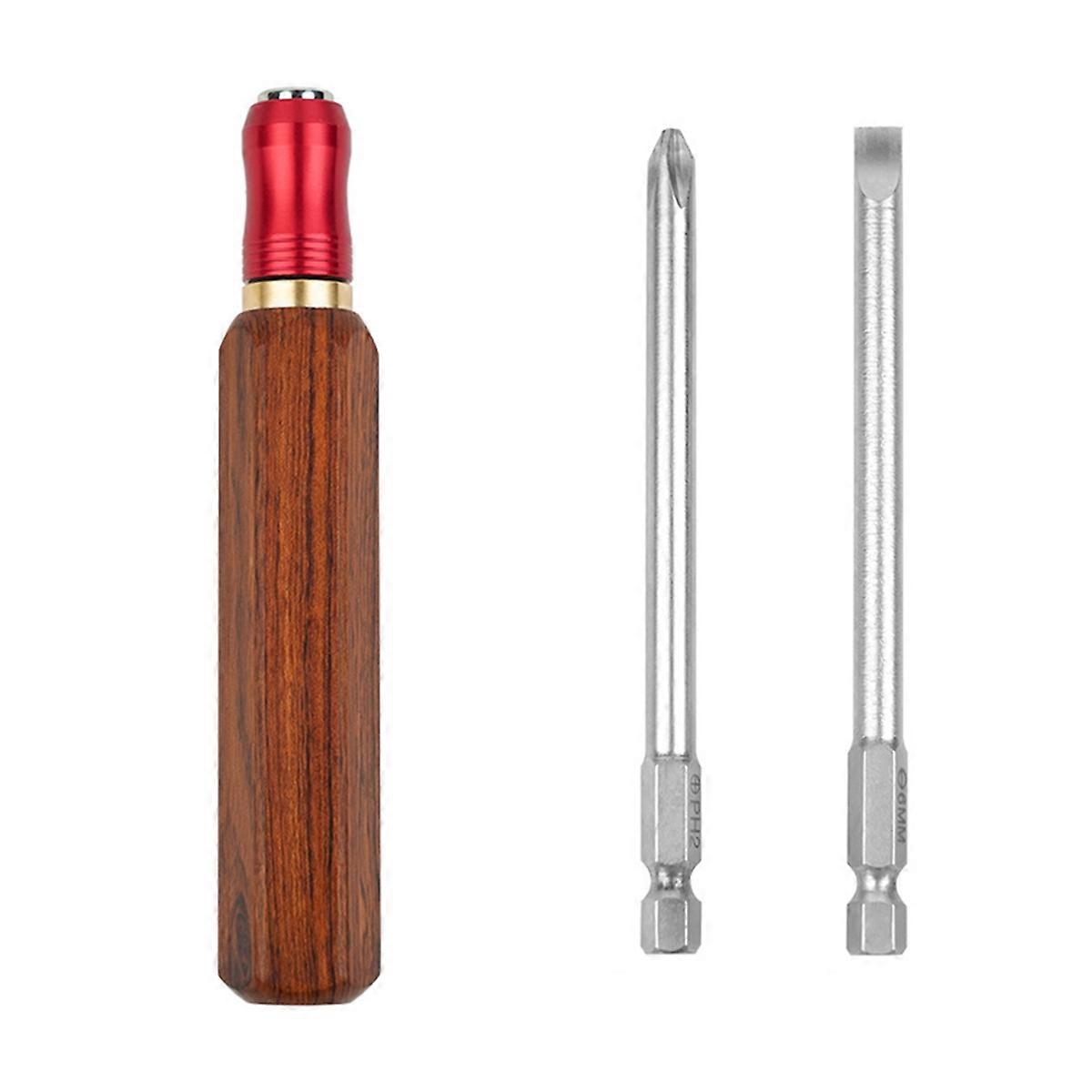 Detachable and Replaceable Screwdriver Set Wood Handle Hardware Tool