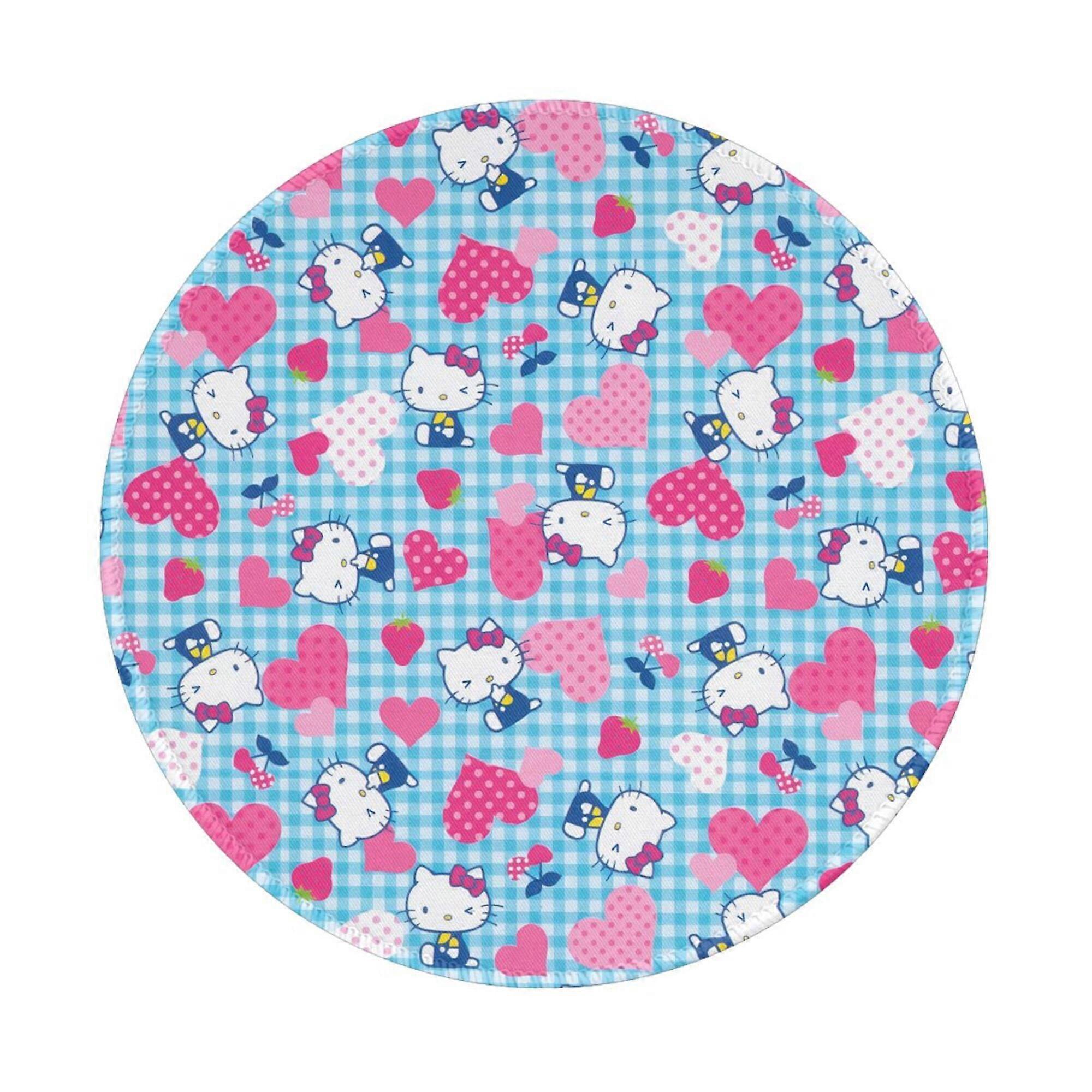 Hello Kitty Anti-slip Rubber Mouse Pad Round Waterproof Desk Pad for Desktop Decoration Desk Accessories 8 Inch (2pc)