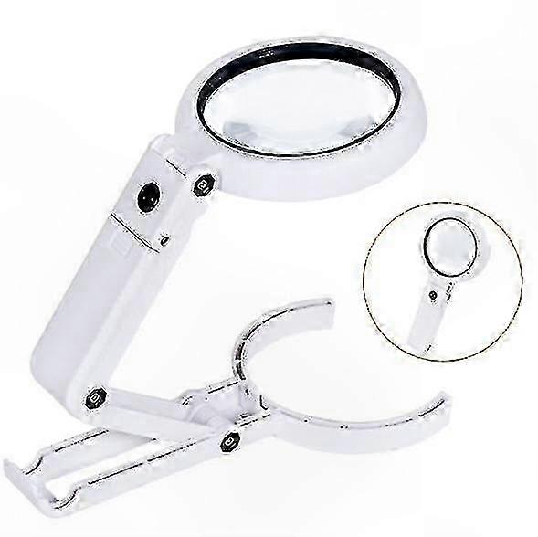 LED Lighted Table Magnifier with Stand, 5X/10X Dual Lens for Reading and Work, 8 LEDs