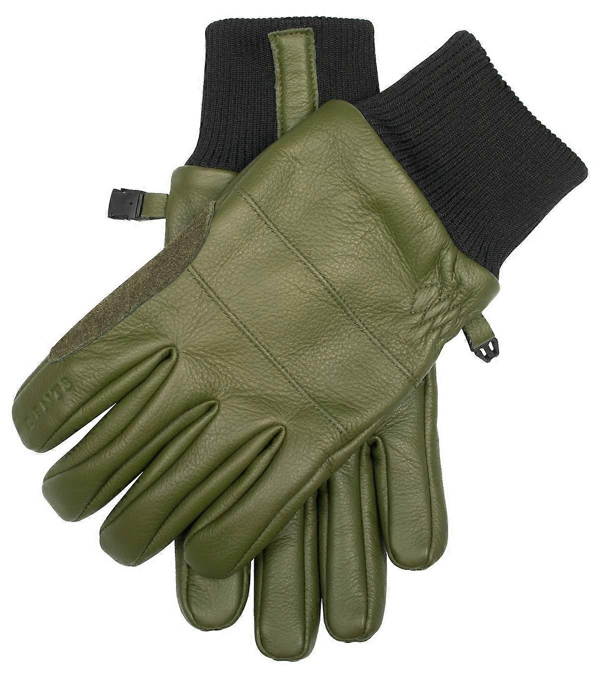 Dents Torrin Ribbed Cuff Water Resistant Leather Gloves - Olive Green