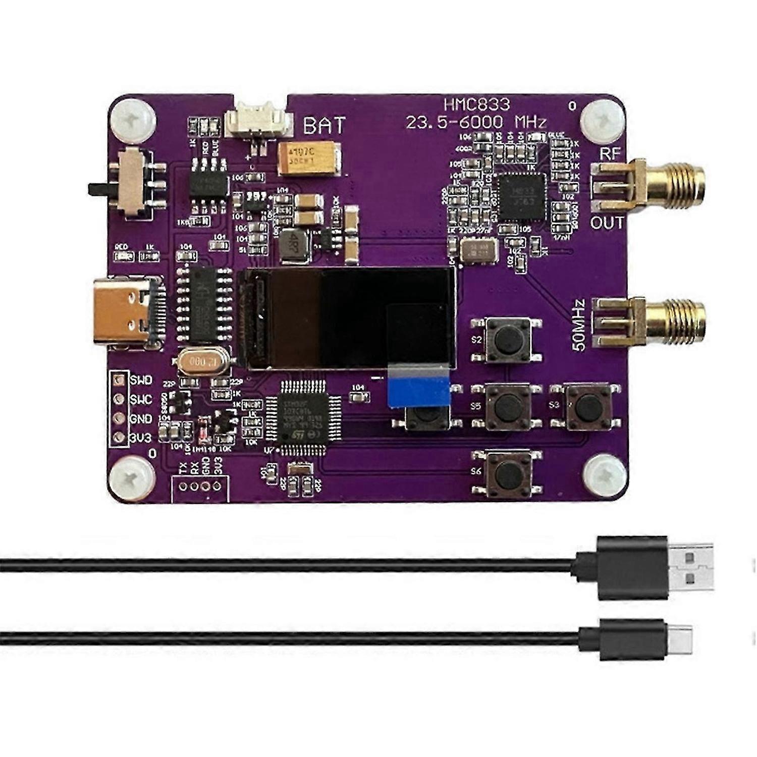 6GHz RF Signal Generator 23.5mhz-6000mhz Module Keypad Version Oled Screen Display HMC833