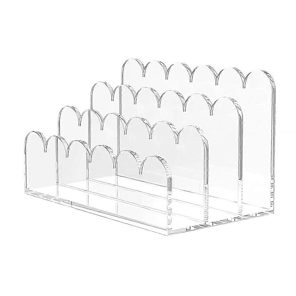 1 Pack 3-Slot Acrylic Mail Organizer for Desktop - Scalloped Clear Document Sorter, Vertical File Holder for Office/Home