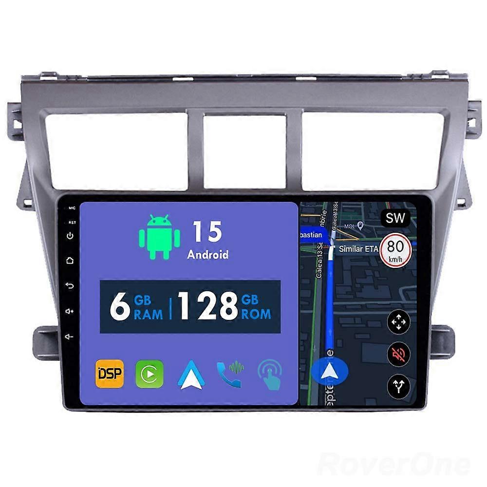 Car Radio 6G+128G CarPlay GPS Navigation Head Unit for Toyota Vios 2 2007 - 2013 Android Auto Bluetooth Stereo Touch Screen