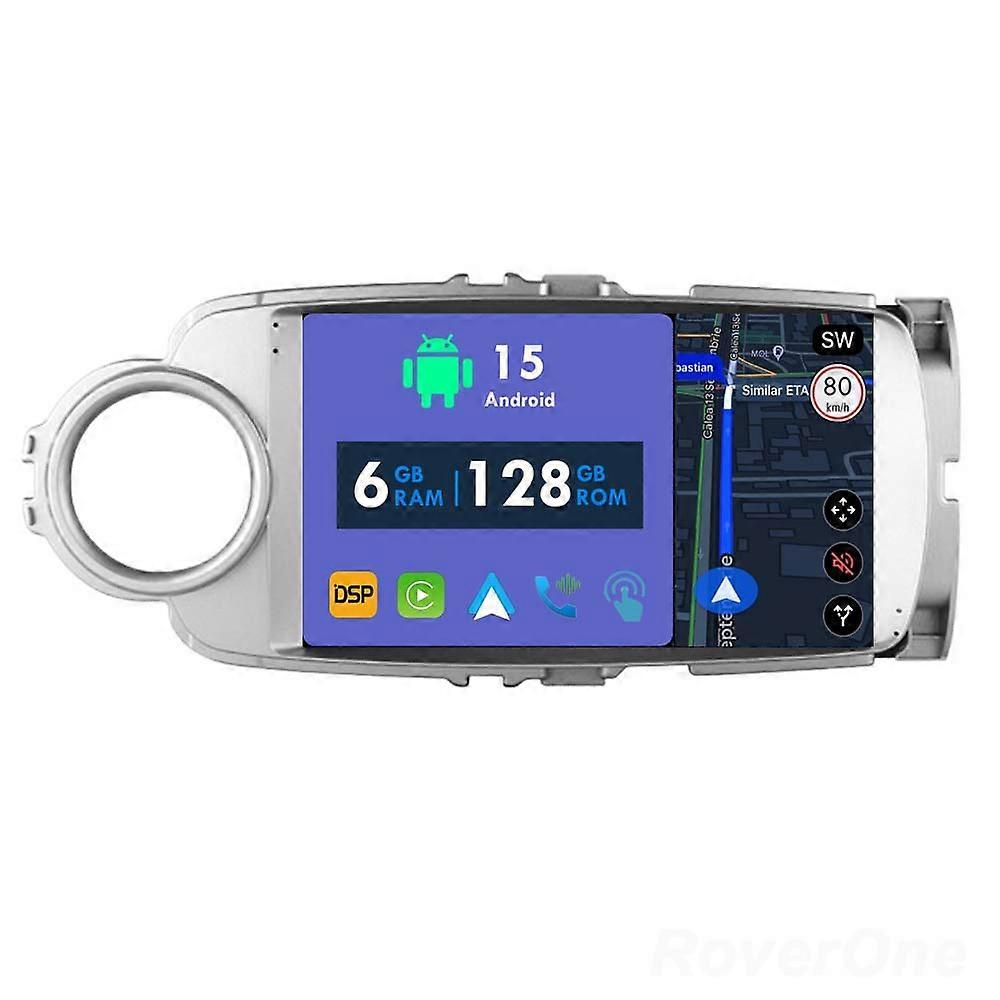 Car Radio 6G+128G CarPlay GPS Navigation Head Unit for Toyota Yaris 2012 - 2017 Android Auto Bluetooth Stereo Touch Screen