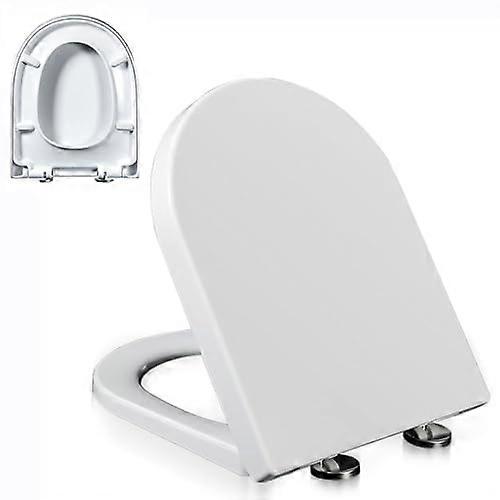 Adjustable Slow Close Toilet Seat DShaped QuickRelease Hinges Urea Formaldehyde White 02C SoftClose Easy Install