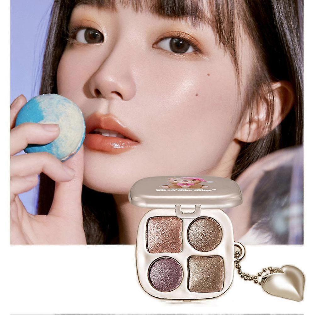 4-Color Matte Pearlescent Eyeshadow Palette Highly Pigmented Blendable for Day and Night Wear