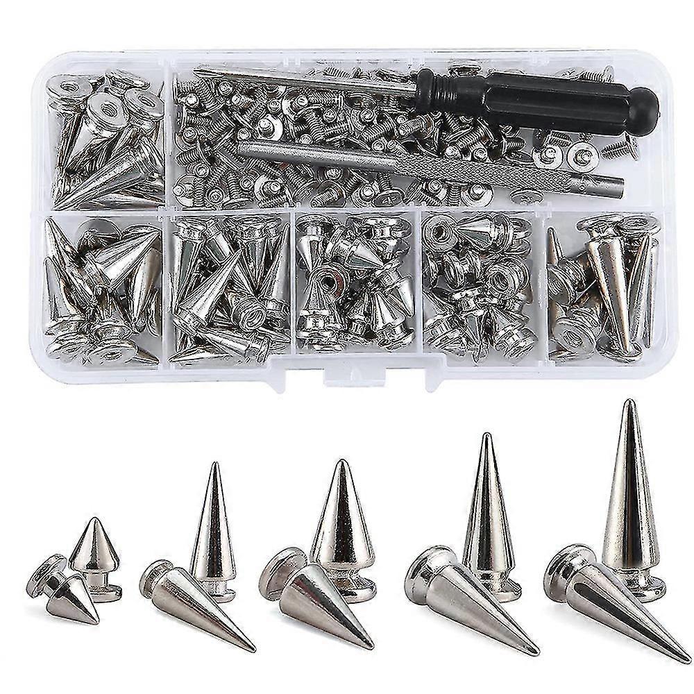 70 Sets Silver Mixed Shape Spikes and Studs Cone Croc Spikes Leather Rivet Kit for Clothing Belts D New Arrival