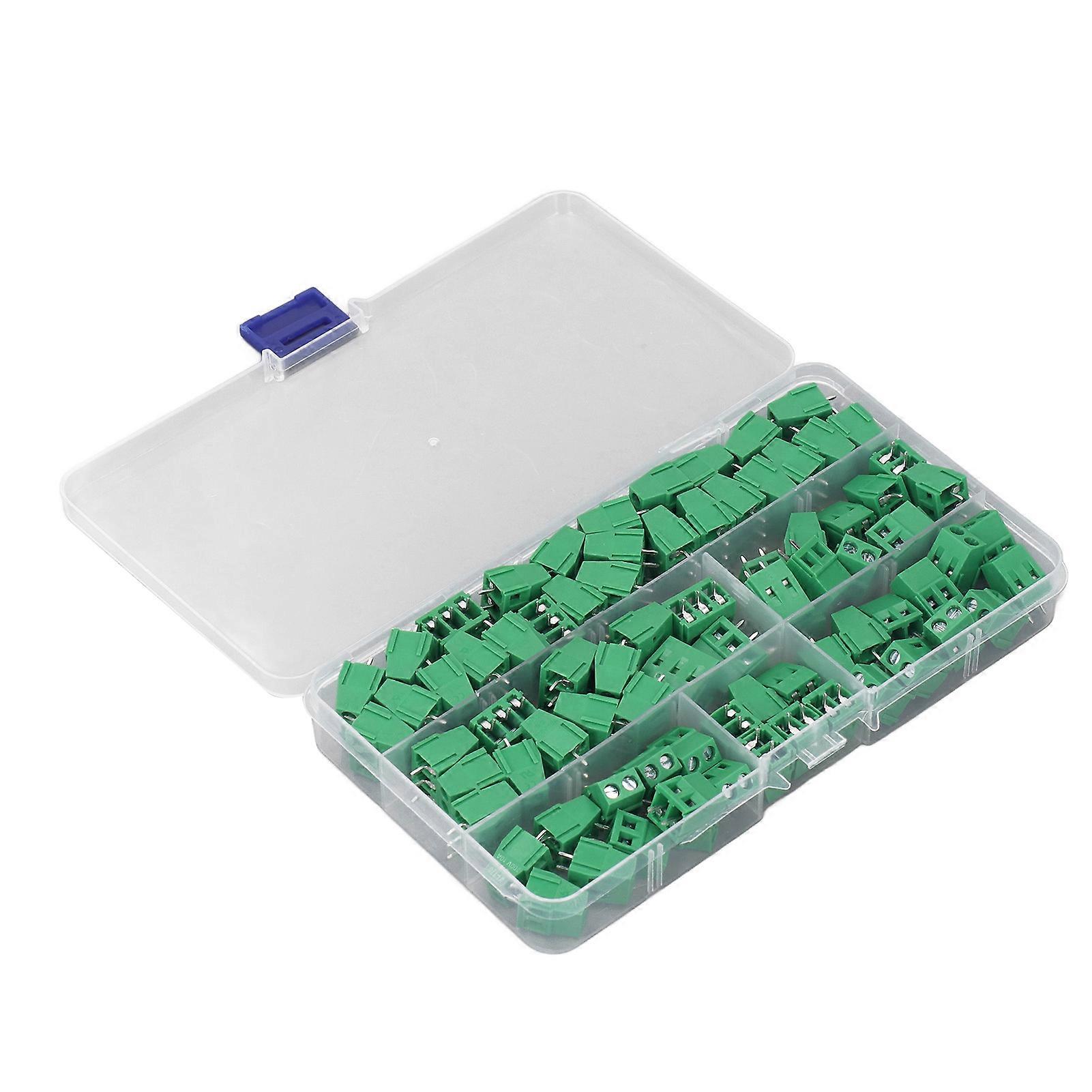 80PCS Screw Terminal Block Brass Pin 5mm Pitch PCB Mount Wiring Terminal Connector for Electrical Projects KF128 2P 3P
