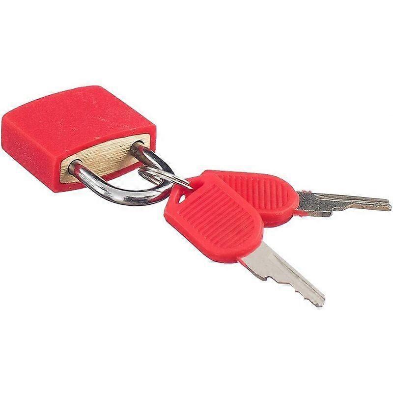 Small Plastic Padlock with Two Keys for Luggage Suitcase Bag Luminous - Red