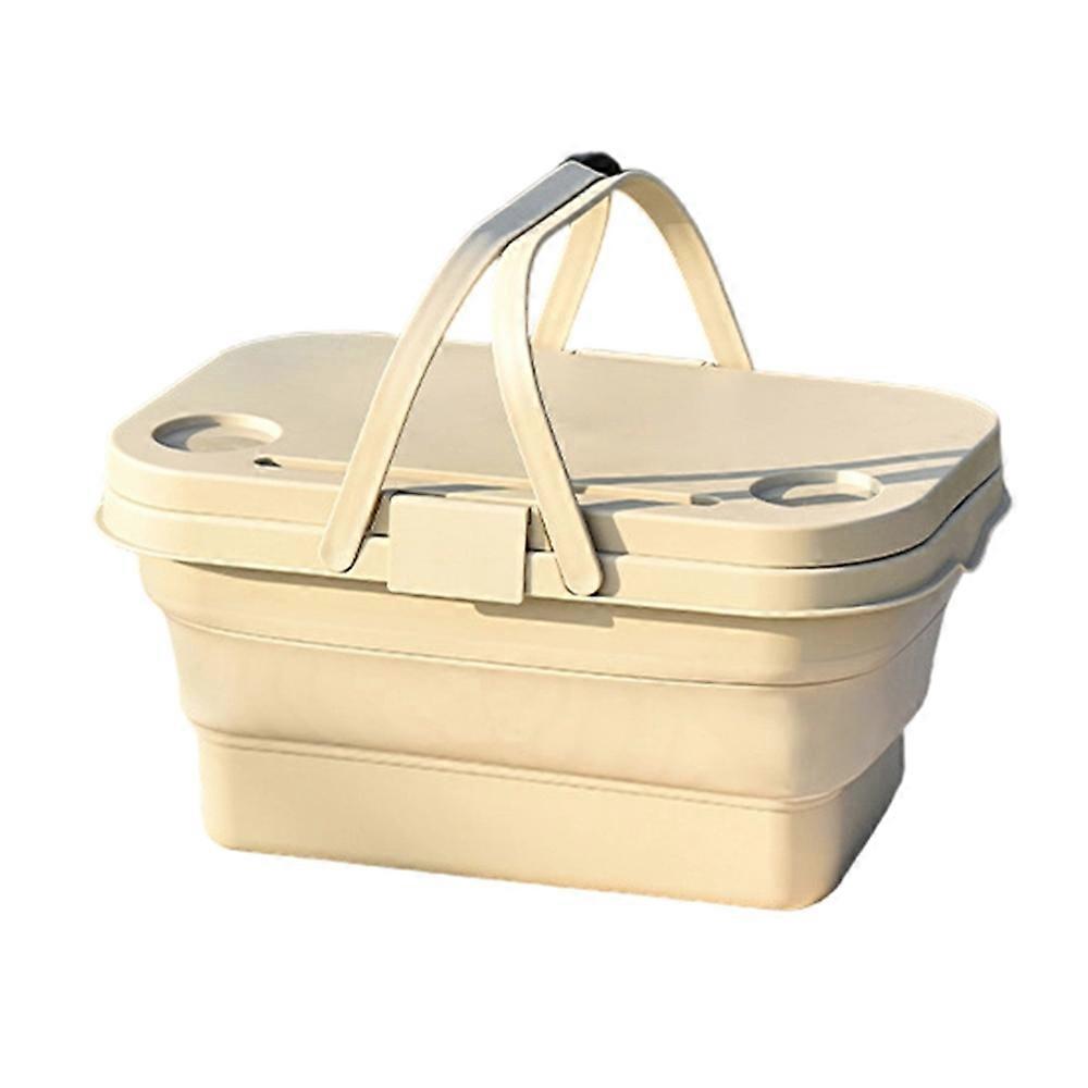 PP Foldable Picnic Organizer Box Dustproof Outdoor Picnic Basket with Lid Moisture Resistant Storage
