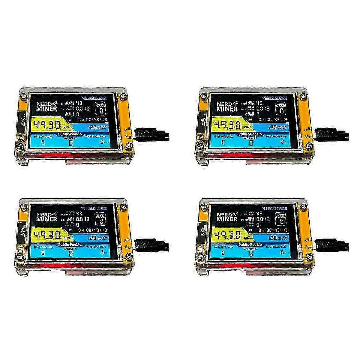 4X New Nerdminer V3 2.8-Inch BTC Solo Lottery Nerd Miner Crypto Solo Mining Machine