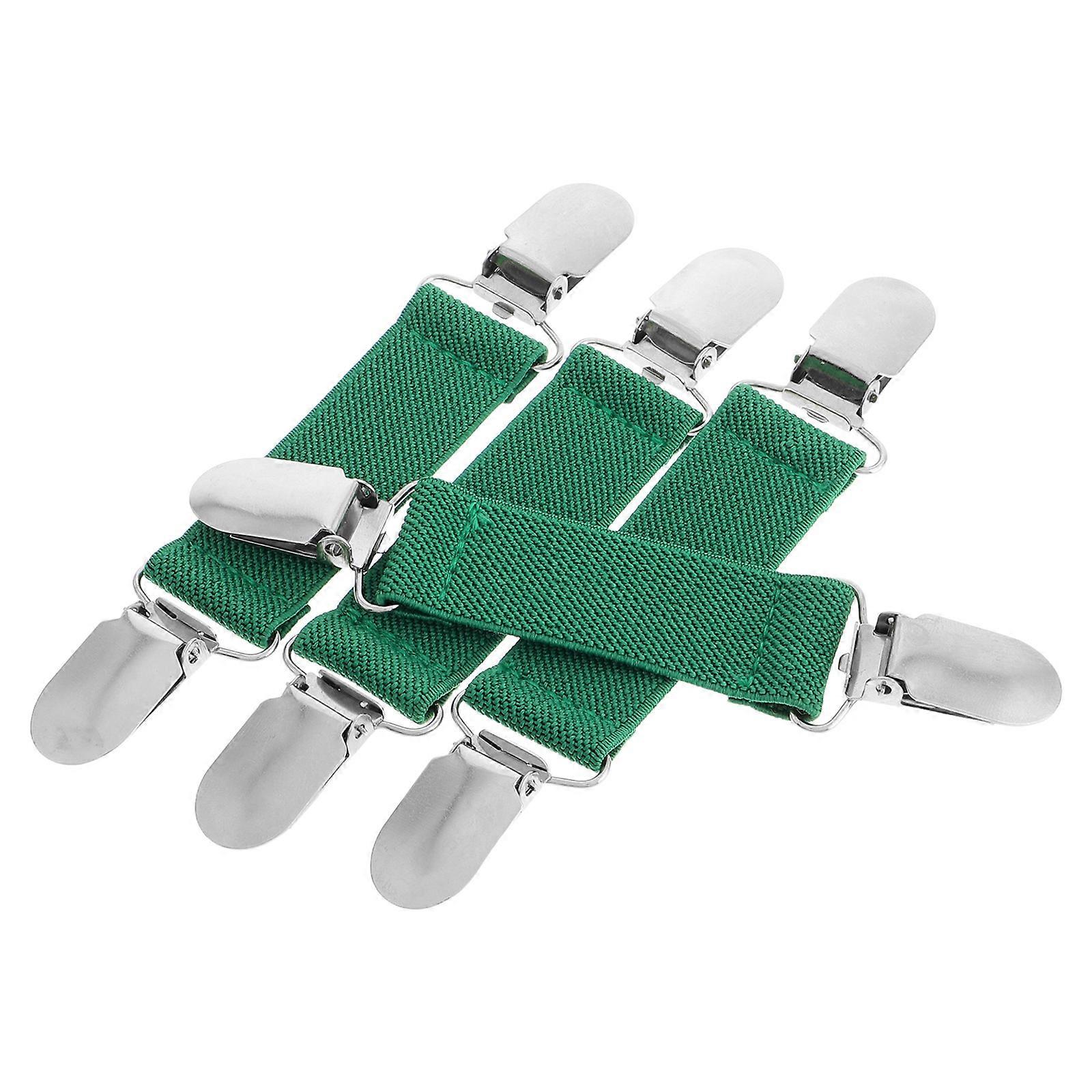 Green 4Pcs Elastic Belt Clips for Pants Fixing Adjustable Holders