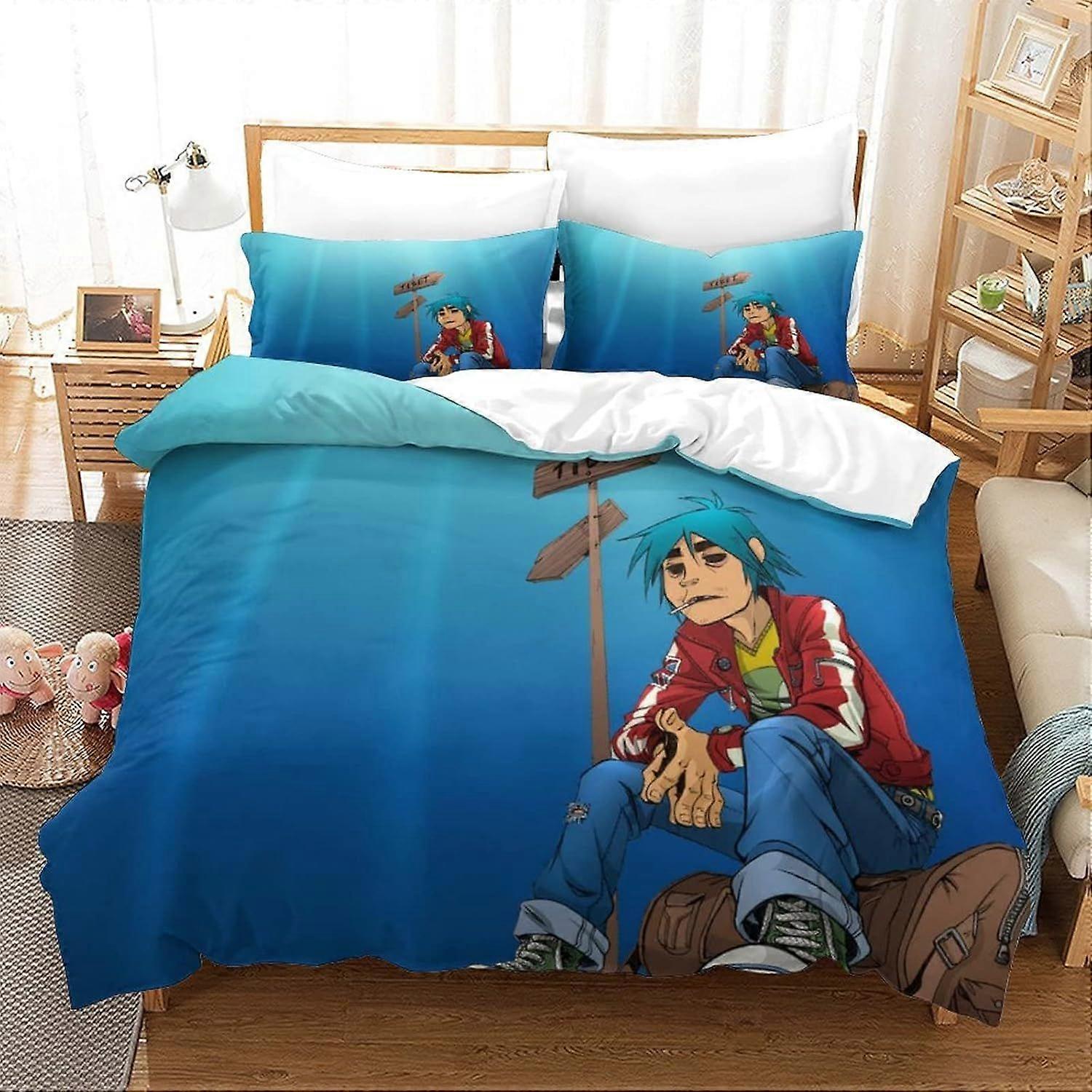 GENBAK Gorillaz لحاف غطاء لحاف وأكياس وسائد 3D الهيب هوب تصميم نمط خفيفة الوزن ستوكات الموسيقى مجموعة الفراش