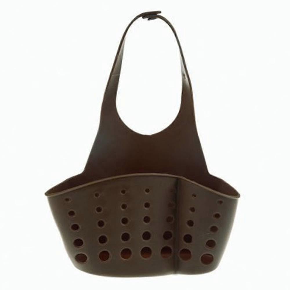 Adjustable Sink Caddy Organizer with SnapOn Hanging Basket for Sponge and Drain Storage