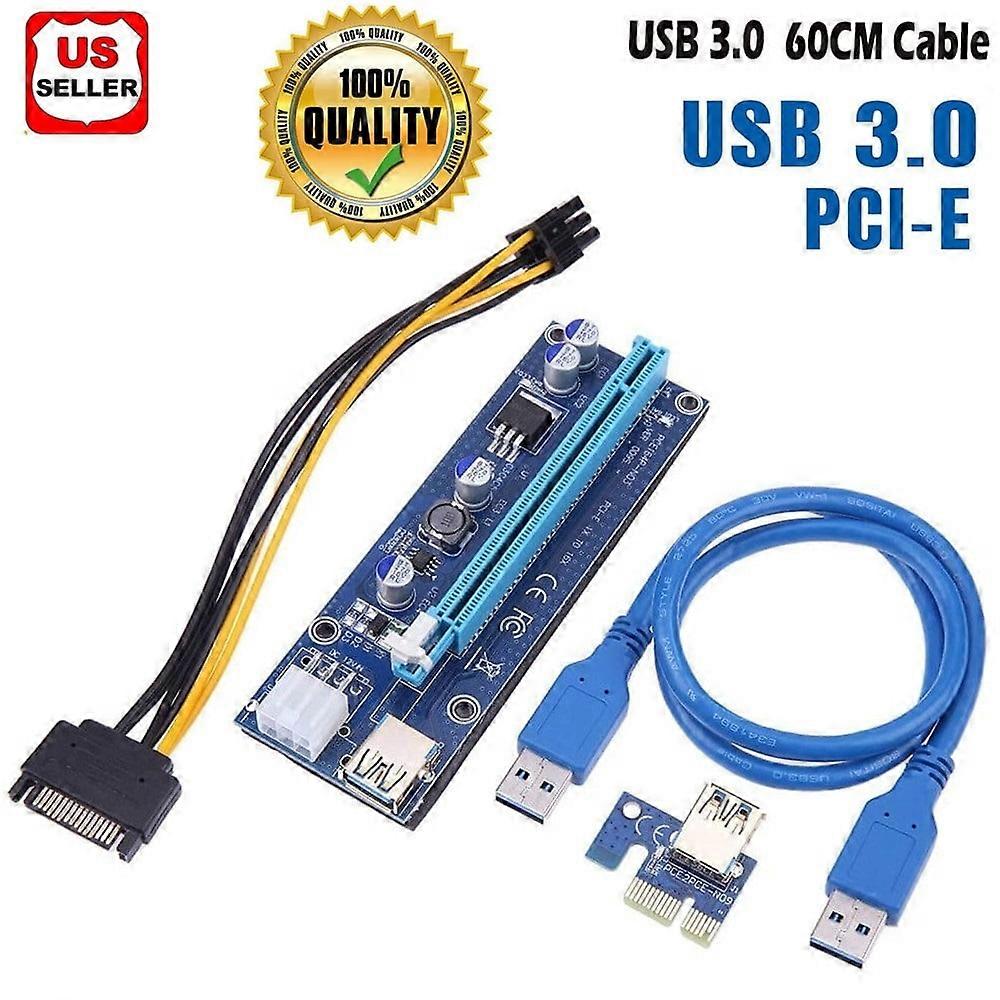 LINKPAL GPU PCIE Riser for Bitcoin Mining, Compatible with GPU, 4 Solid Capacitors, 60cm USB 3.0, 2X 6PIN, Molex 3 Power Options