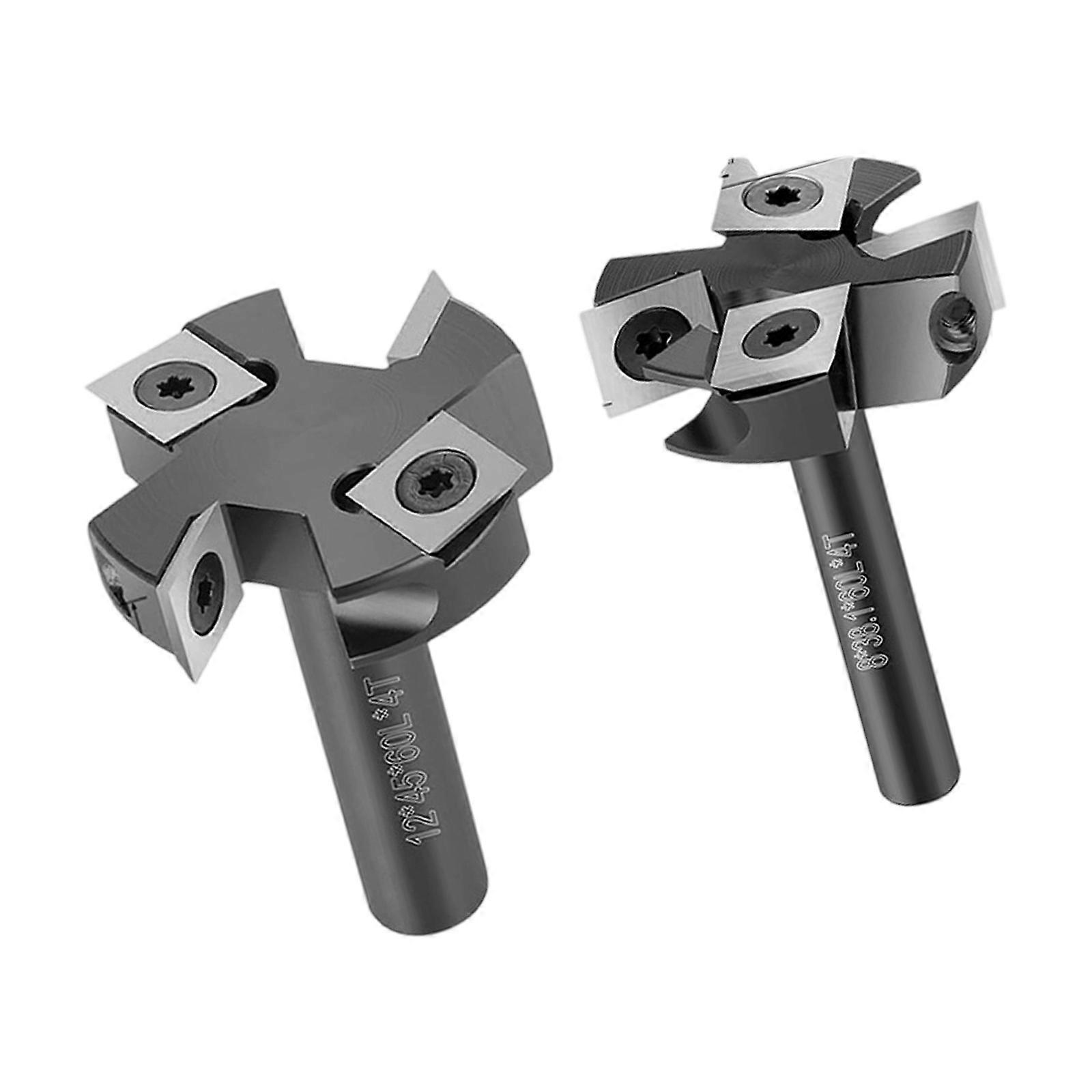 4 Flute Insert Surfacing Router Bit Handle Four Blade Slotting Wood Planer Bit Insert Metal Slab Flattening Accessories  Silver