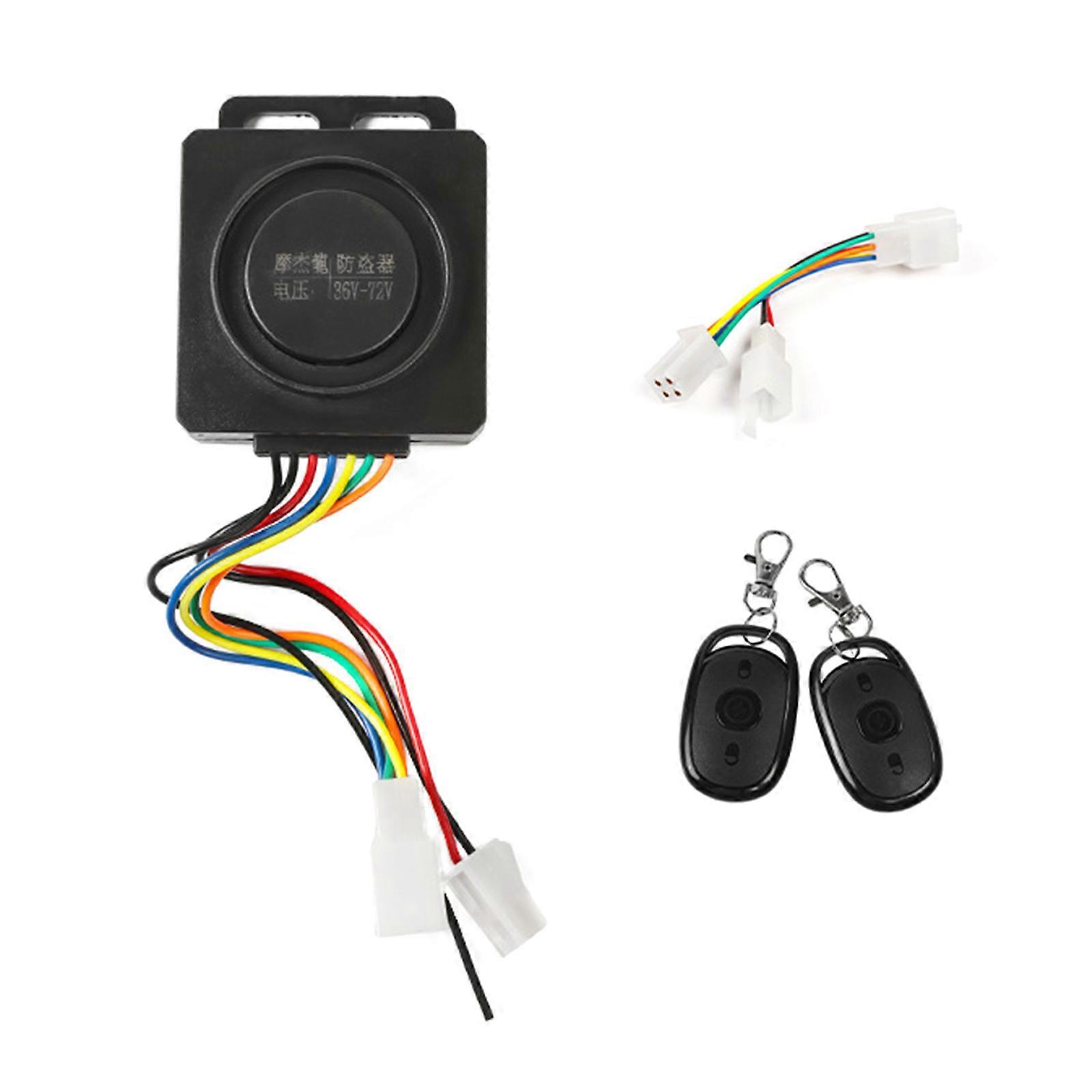 Double Remote Control Anti Theft Alarm System 1 Touch Start Waterproof Security Device Upgrades for Electric Tricycles Multicolor
