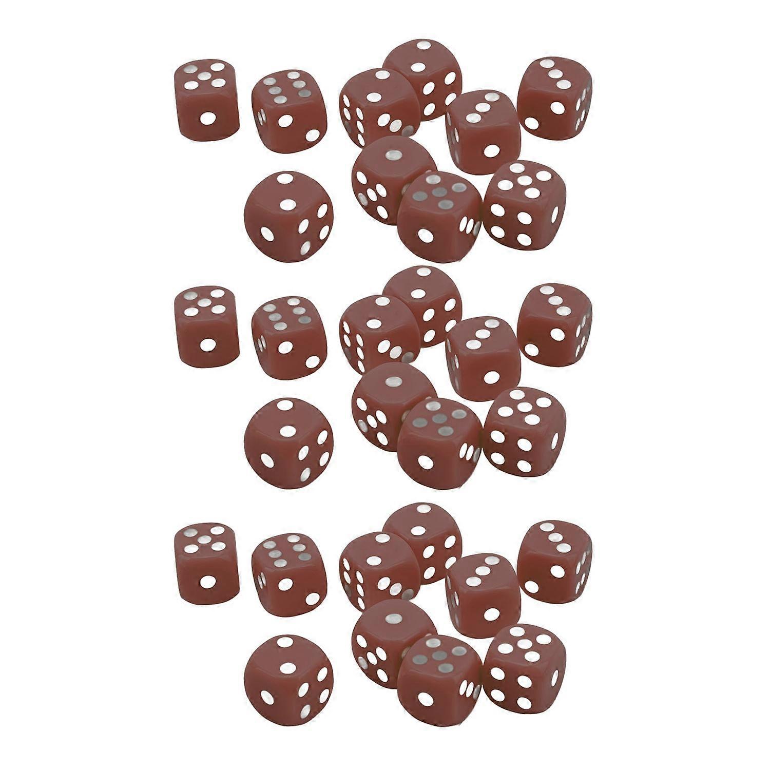 30PCS Dice Set 16MM Plastic 6 Sided Round Corners Dice Cubes for Table Games Board Games Brown