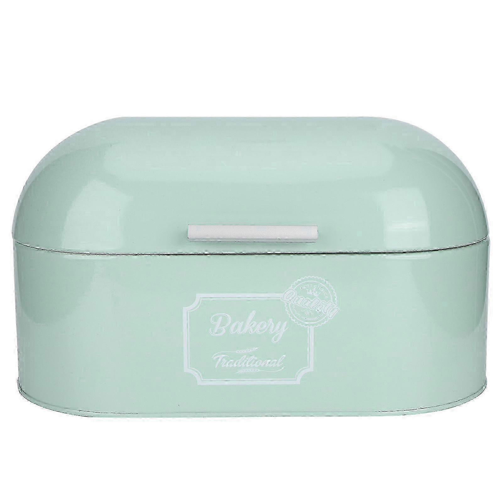 Kitchen storage organizer for bread, non-toxic green iron container with lid