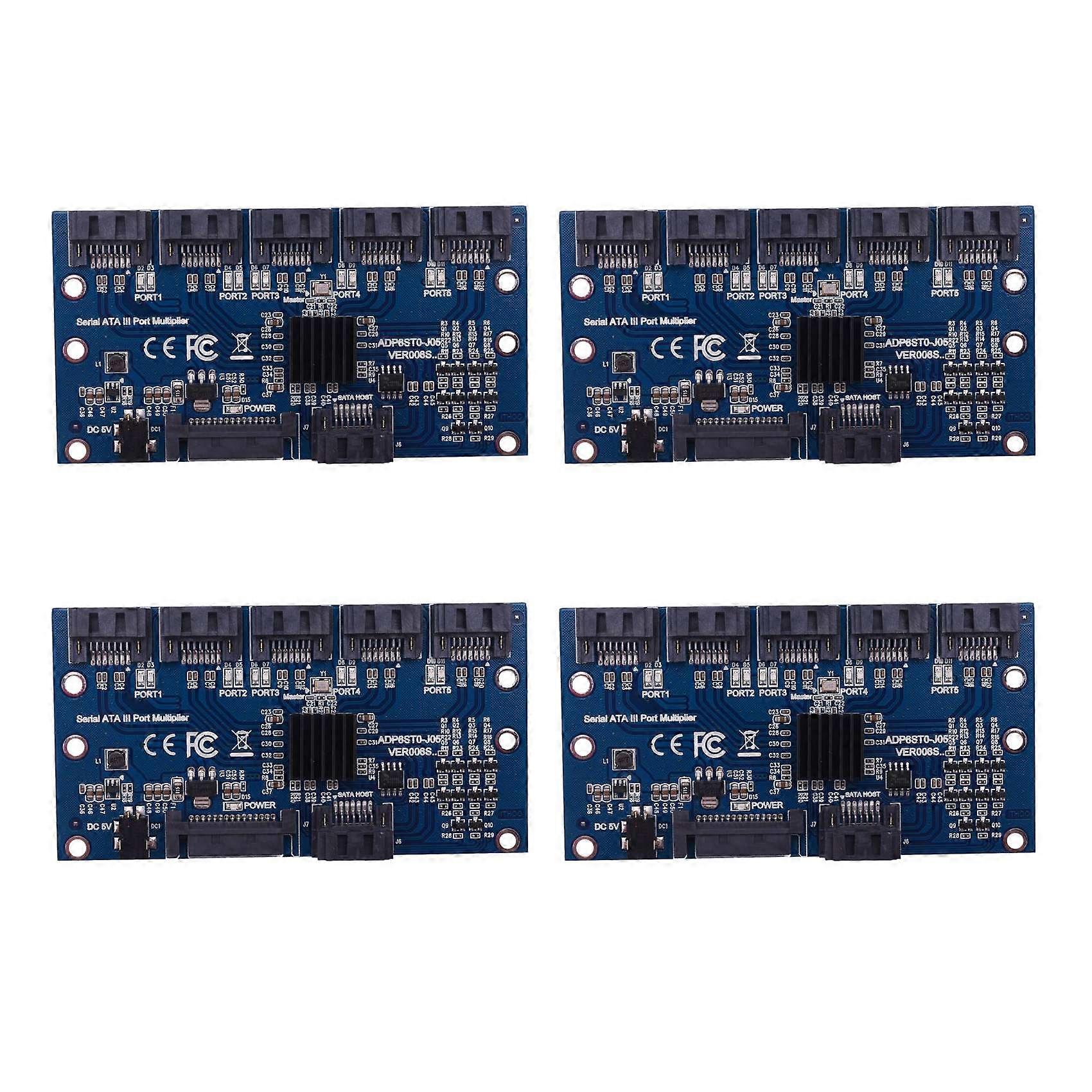 4X Controller Card Motherboard Sata Expansion Card 1 to 5 Port Sata3.0 6Gbps Multiplier Sata Port Ri