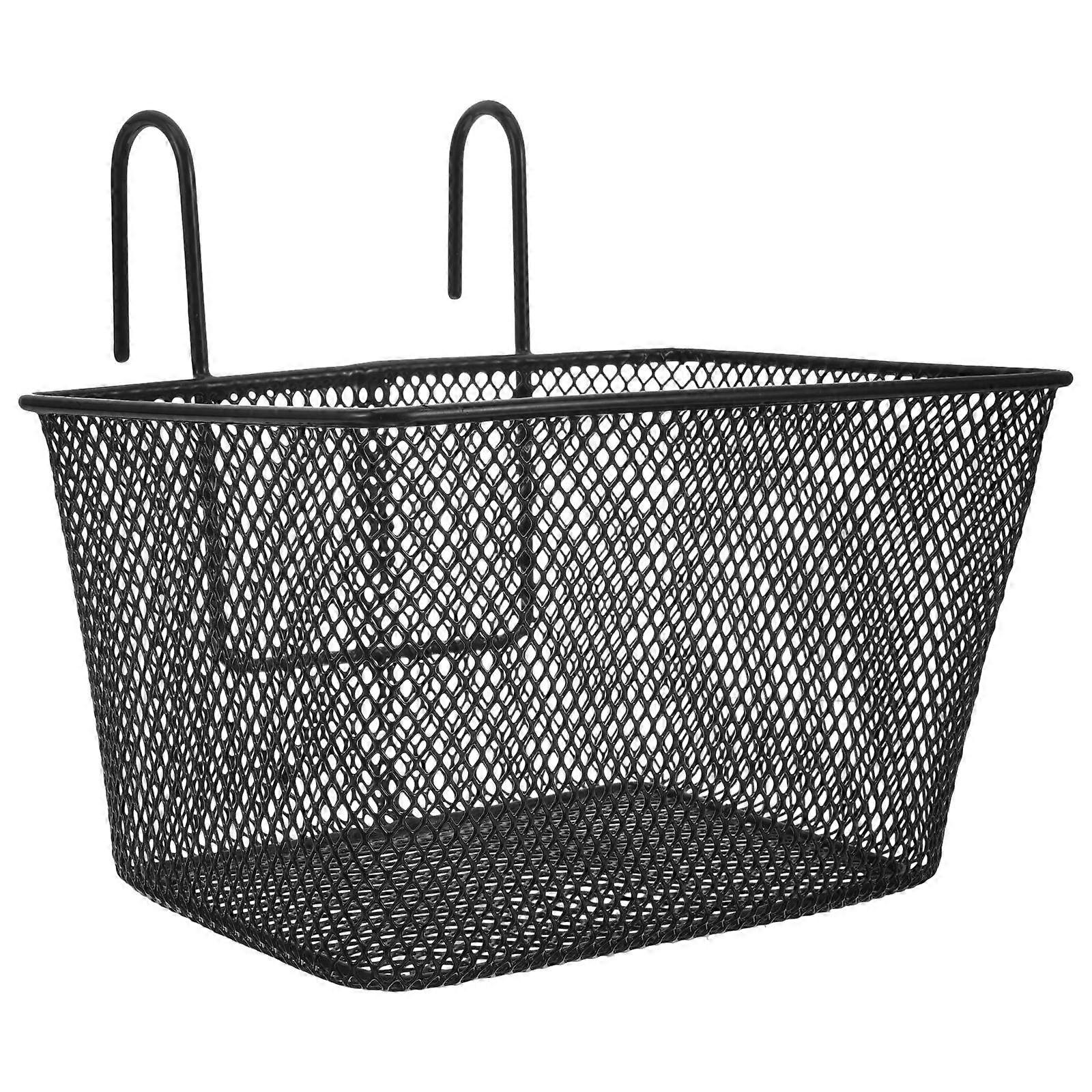 Front Bike Basket Accessory Bicycle Shopping Storage 25.4x22x21.5cm Black Rectangular 1Pack