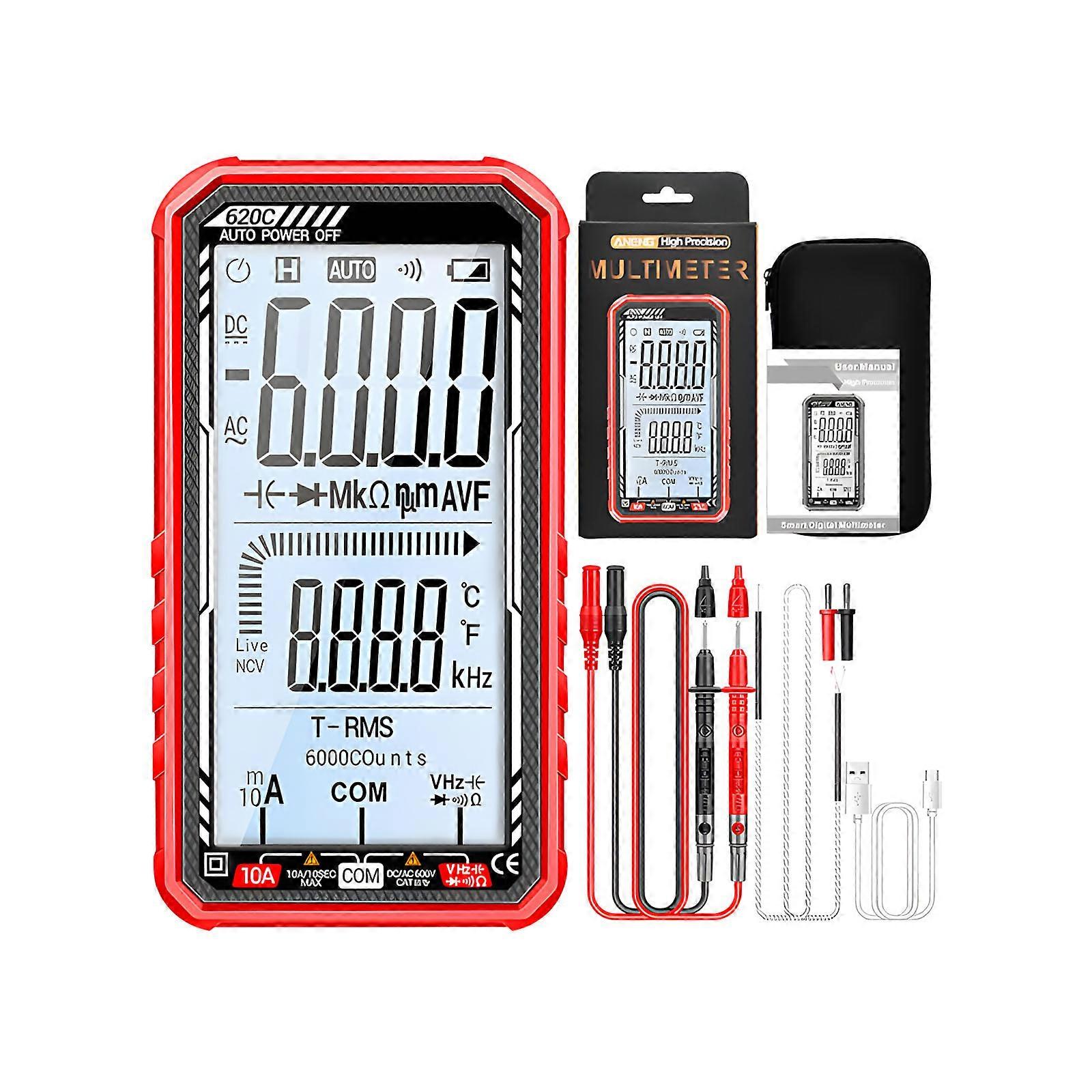 Professional Potential Meter Auto Detecting NCV Warning USB Rechargeable Feature Multiple Measurement Approaches  Red