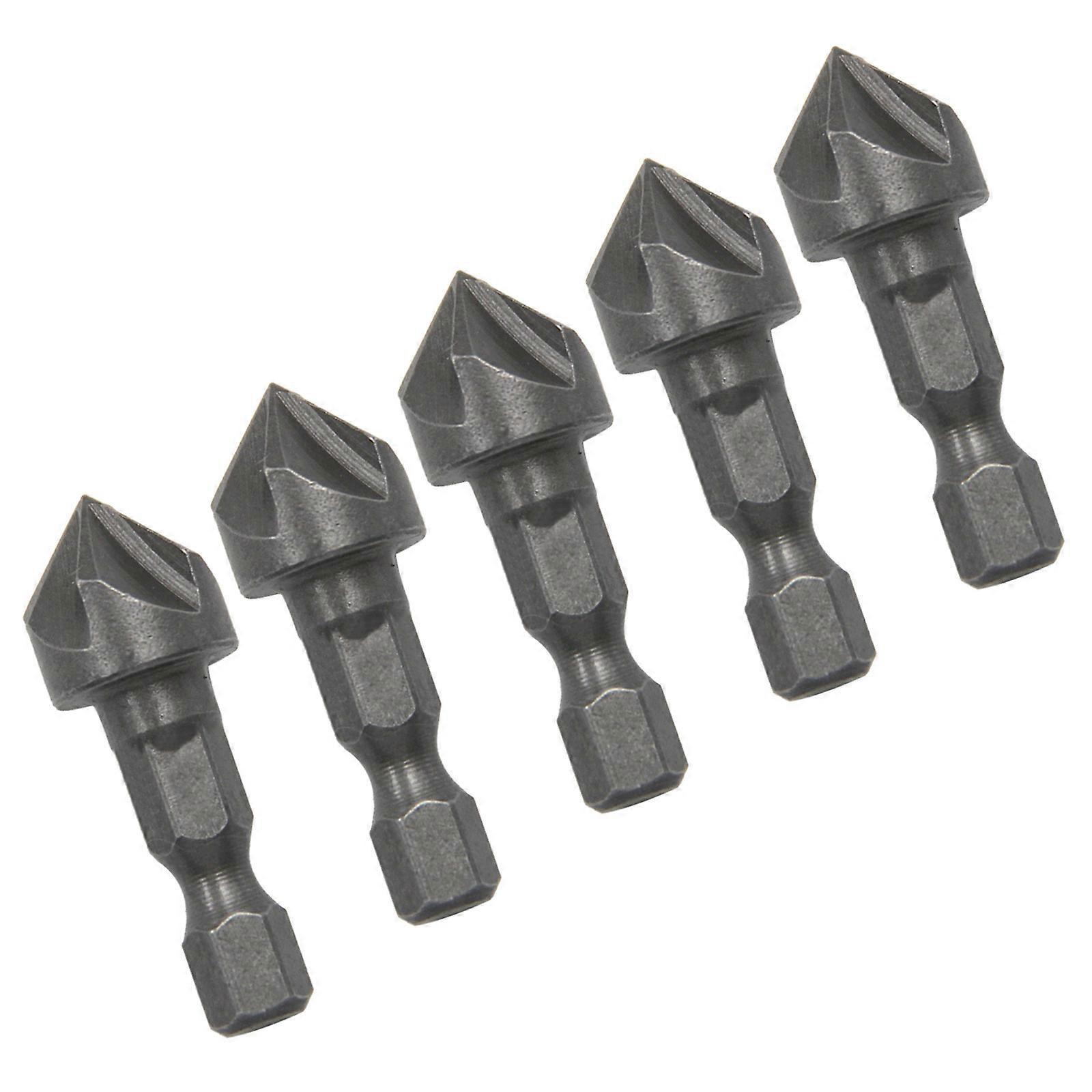 Precise Chamfer Drill Bit Set with Hexagonal Grip for Efficient Wood & Metal Deburring Woodworking Hole Opener Tool 5pcs Multicolor