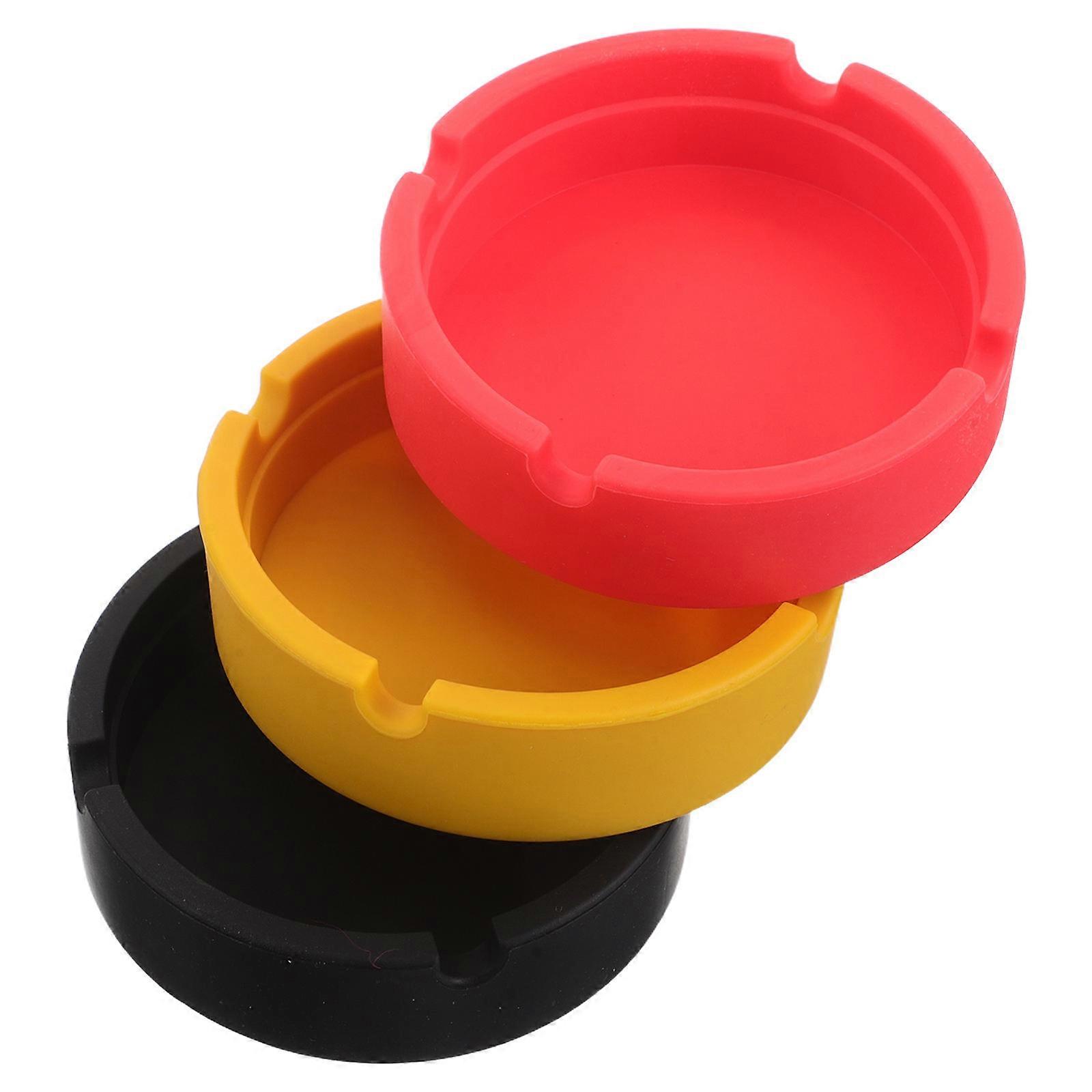 Unbreakable Silicone Ashtray Small Round Container for Home Car 3Pcs