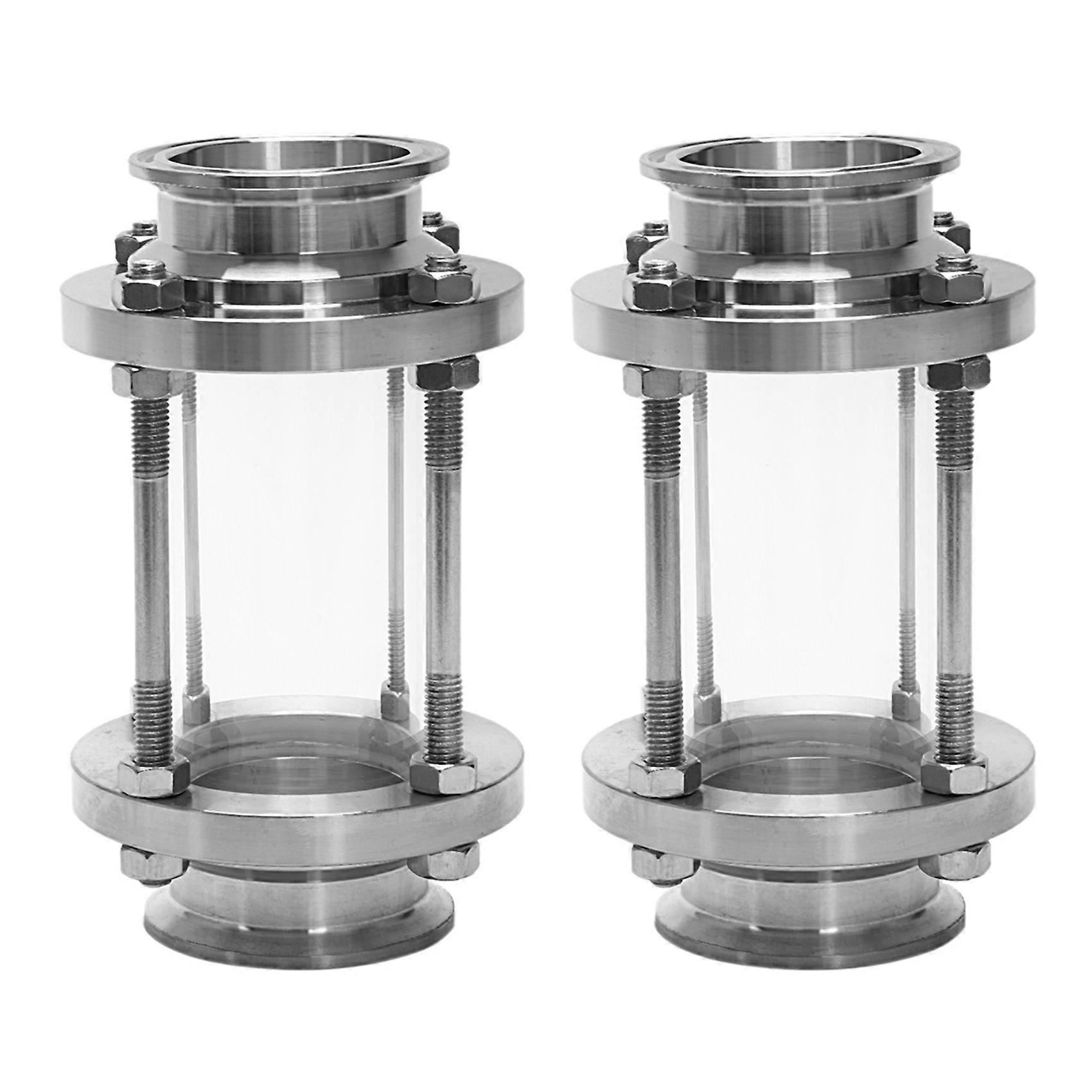 2X In-Line Sight Glass with Clamp End,Flow Sanitary Straight Sight Glass SUS316 2 Inch Tri Clamp Type(Flow Pipe OD 51MM)