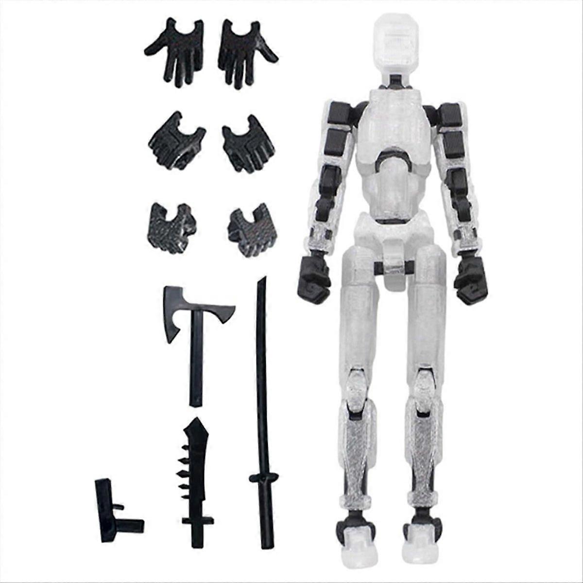 Robot Action Figure, 3D Printed with Full Articulation White