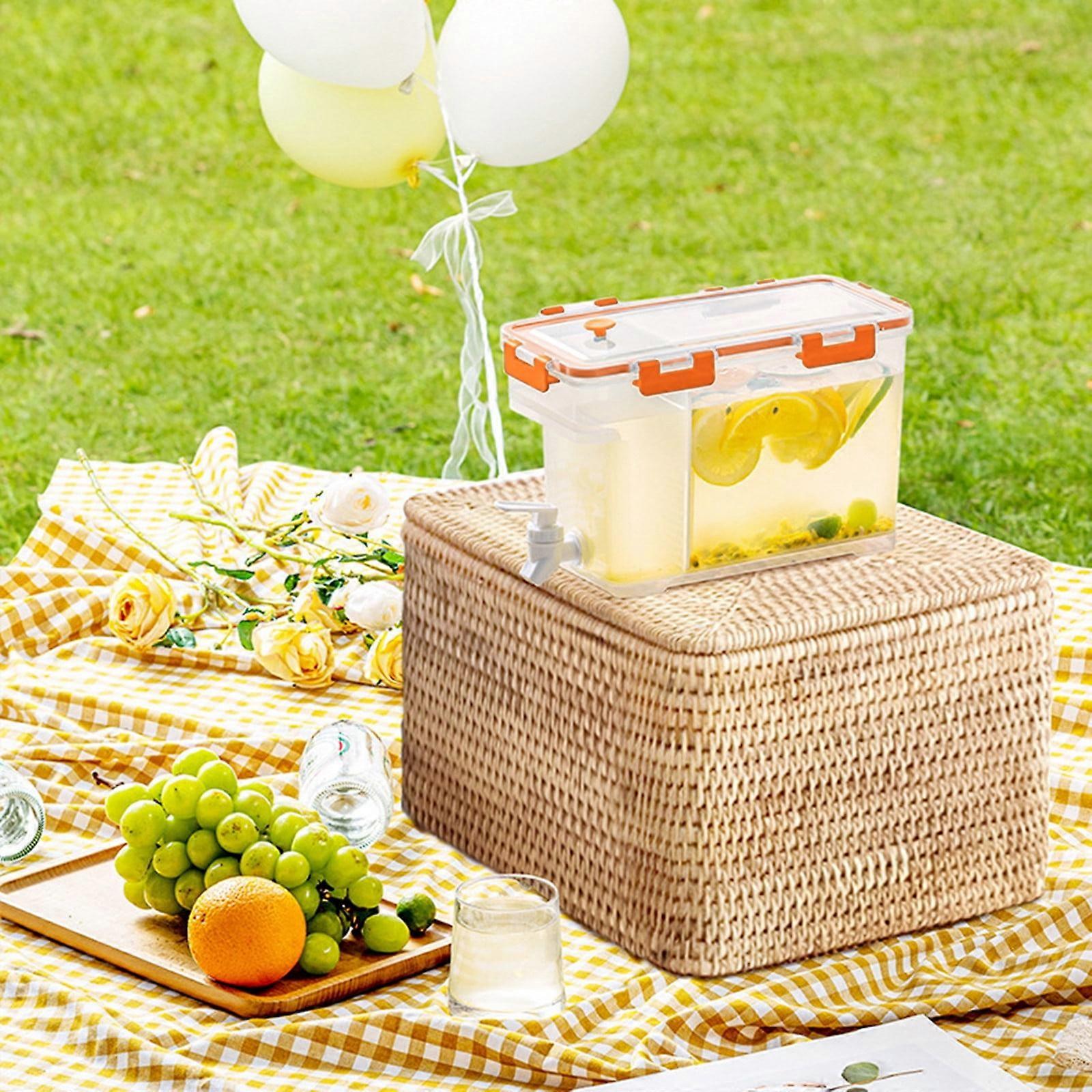 3.5L Cold Kettle with Faucet in Refrigerator, Large Capacity Storage for Fruit Juice Dispenser with Top and Spigot Fruit Teapot Lemonade Bucket