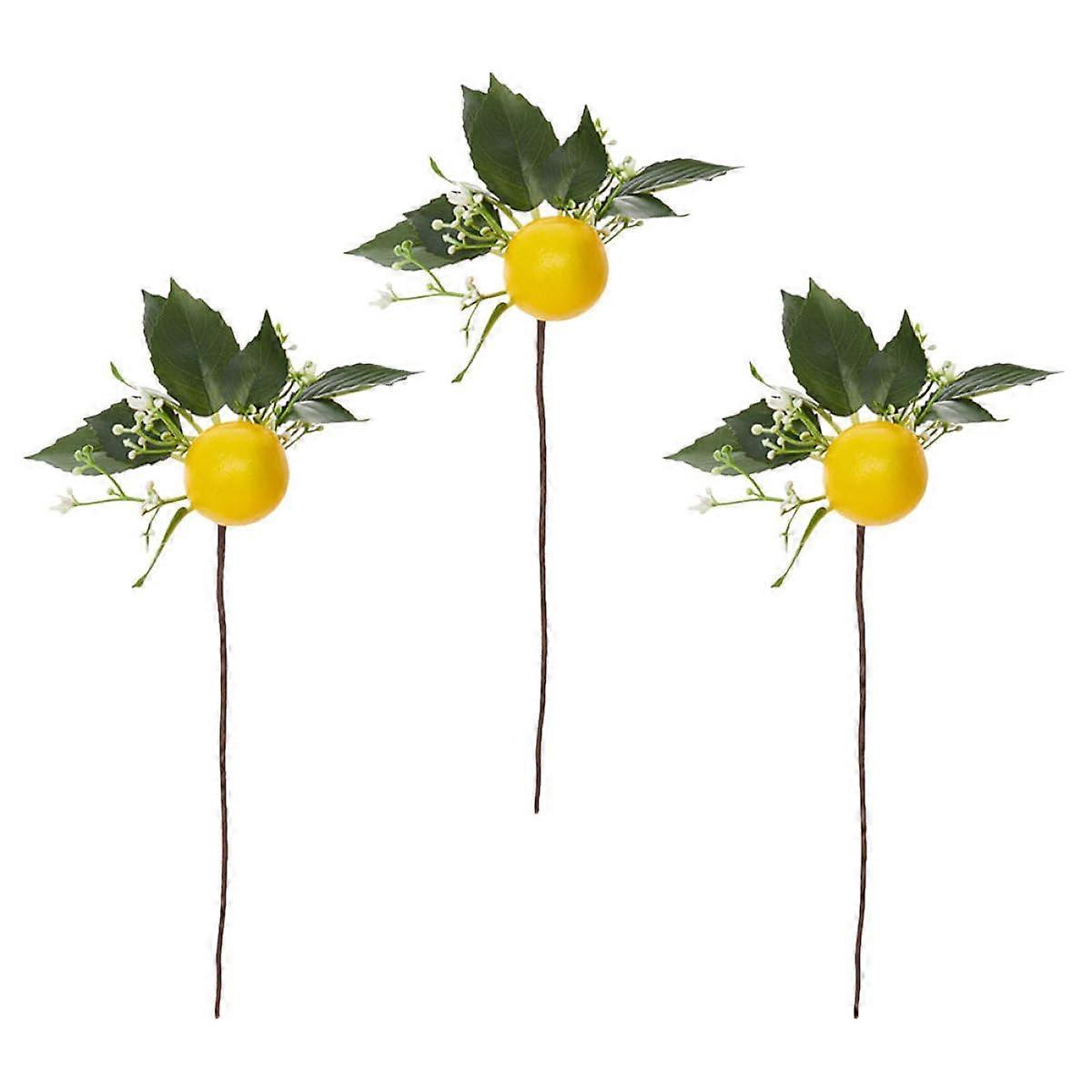 3Pcs Bendable Artificial Lemon Branches Lifelike Fake Lemon Stems for Home Party Table Centerpiece