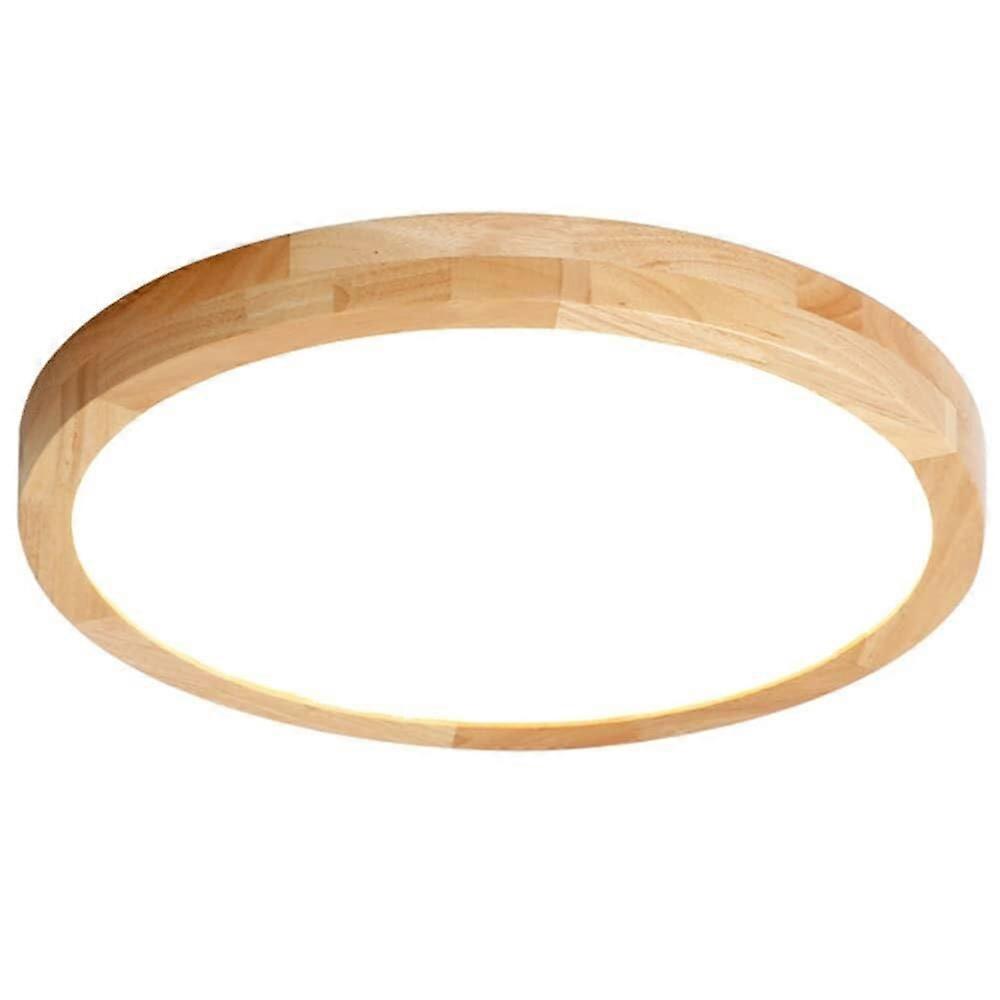 LED Ceiling Light with Wood Accent, Flush Mount Ultra Thin Fixture, 3Color Dimming, 19.7in
