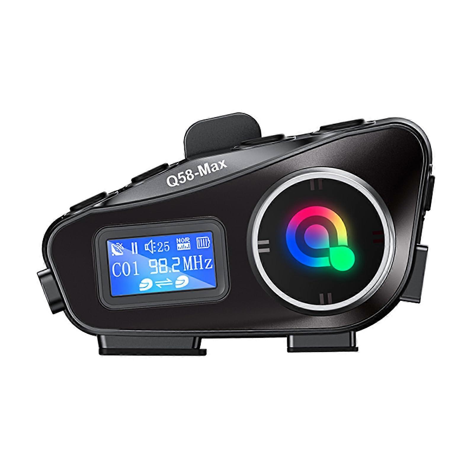Q58Max Motorcycle Bluetooth Intercom with Noise Cancellation, Dual DSP, 500M Range, 6 EQ Effects