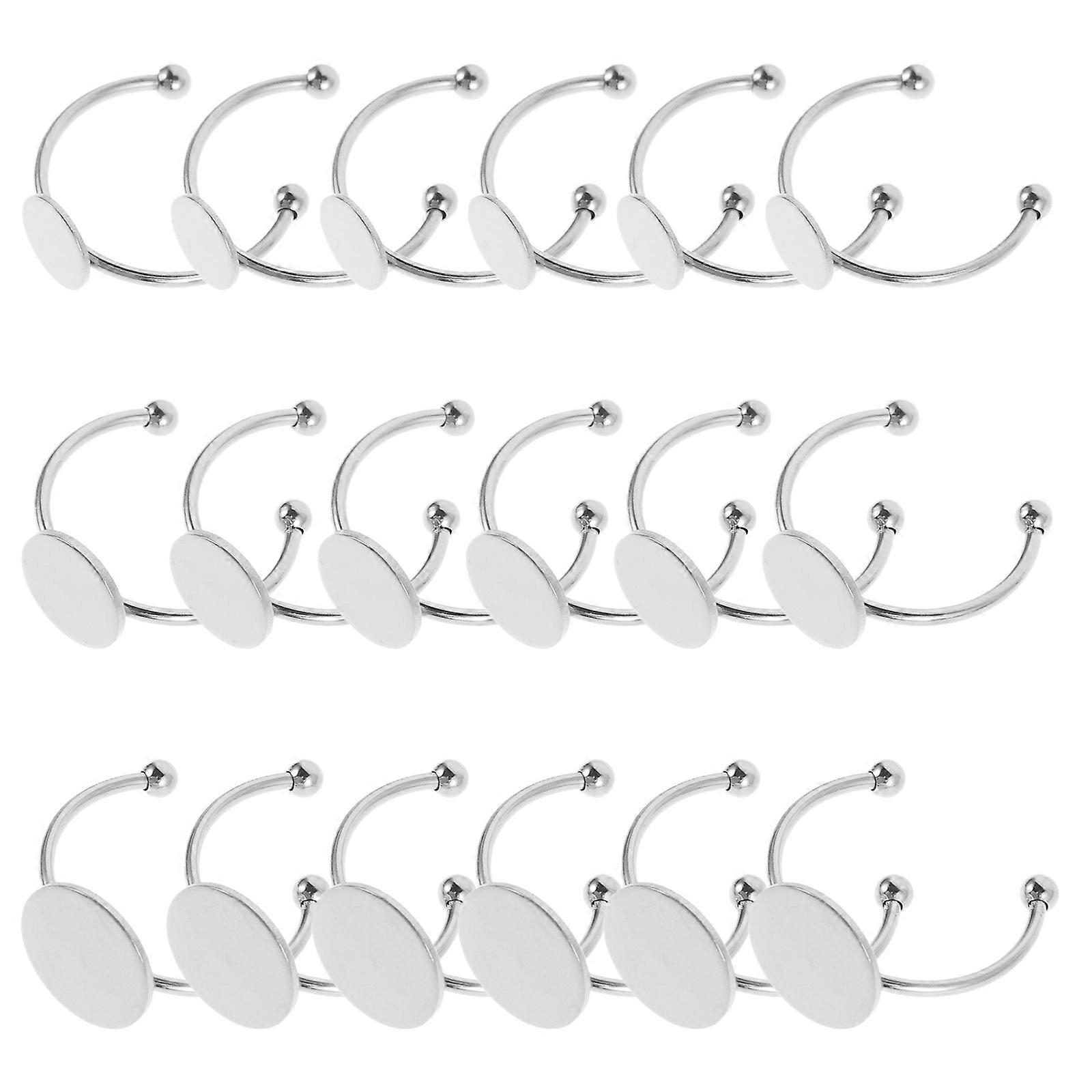 30Pcs Rectangle Ring Blanks Pad Adjustable Finger Ring Base for Embellishment Jewelry Making in Silver
