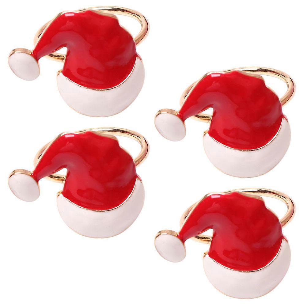 Red Christmas Hat Napkin Rings for Dinner Table 8Pcs Set